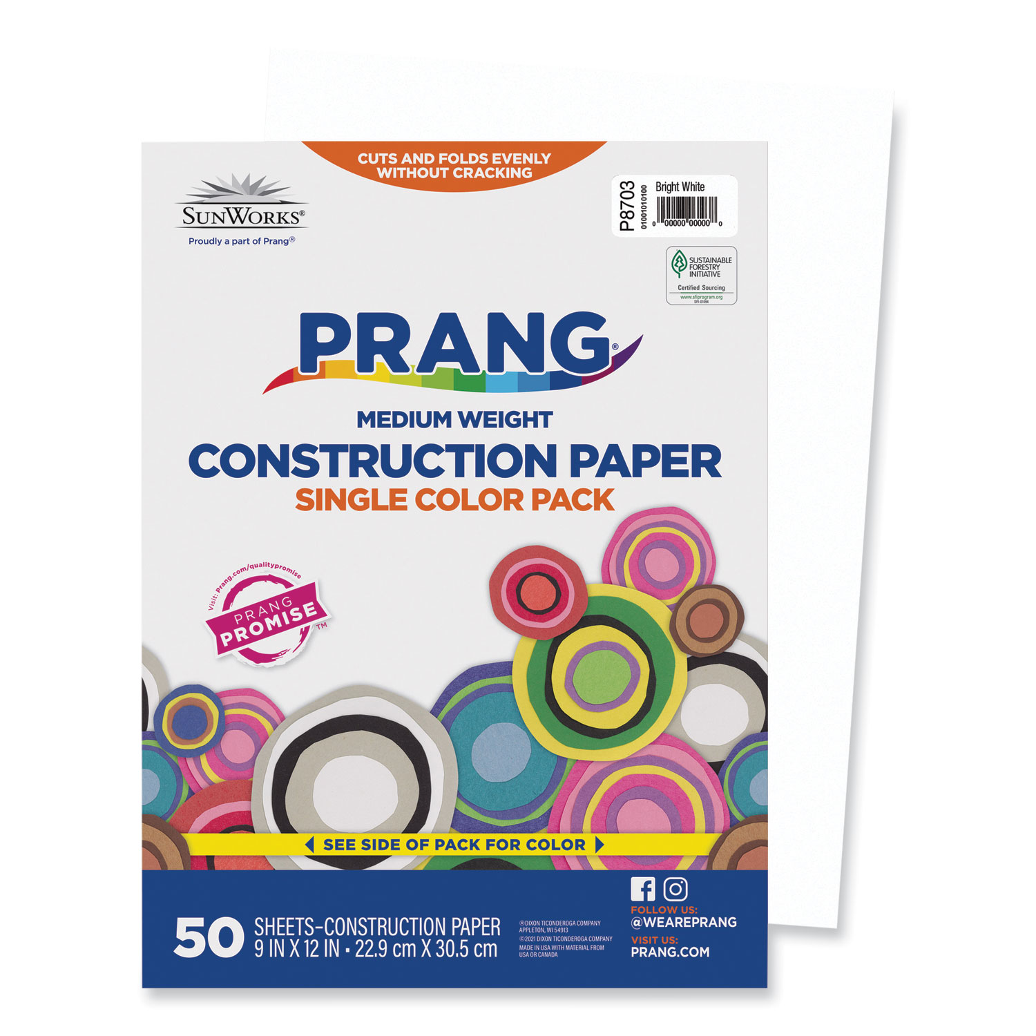 Construction Paper, Bright White, 12 x 18, 50 Sheets - PAC8707, Dixon  Ticonderoga Co - Pacon