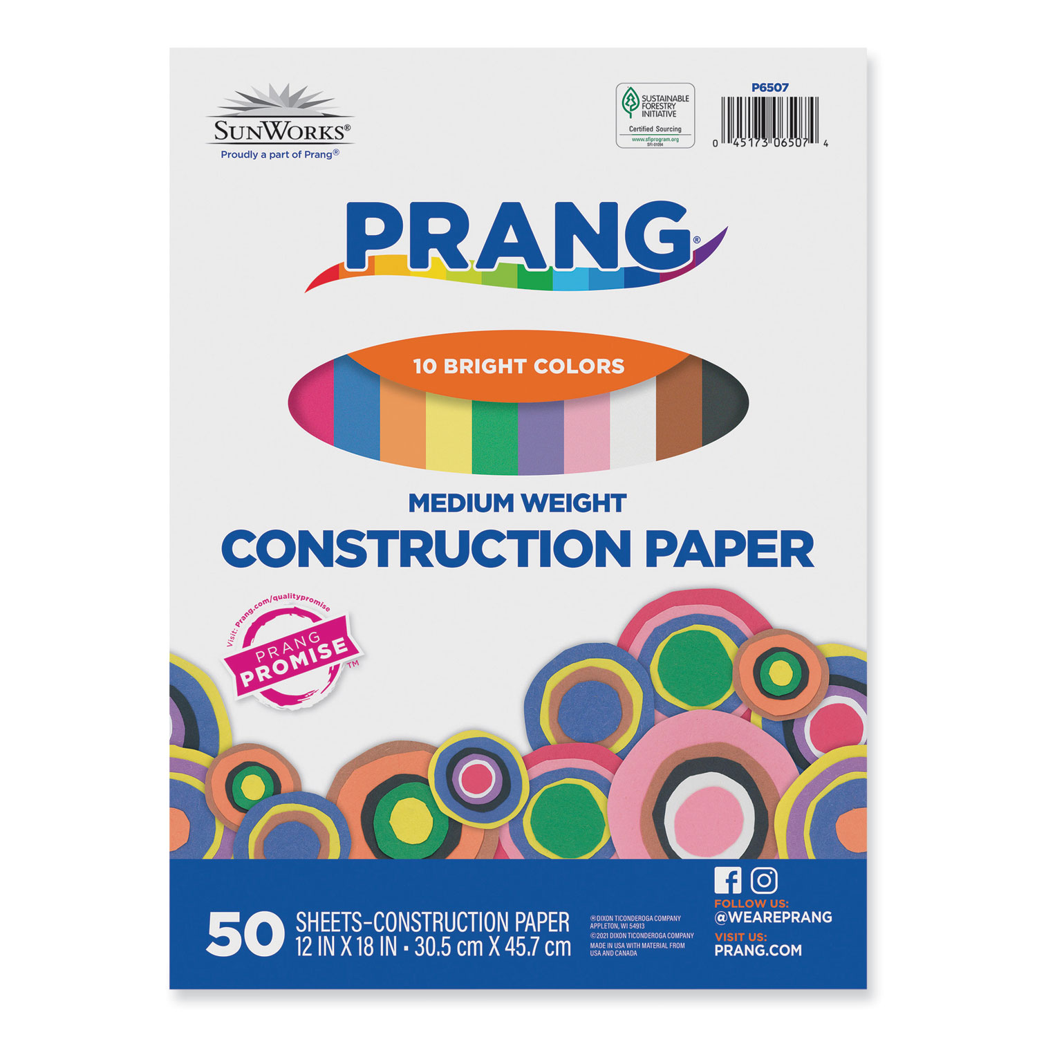 SunWorks Construction Paper, 50 lb Text Weight, 12 x 18, Bright White,  50/Pack