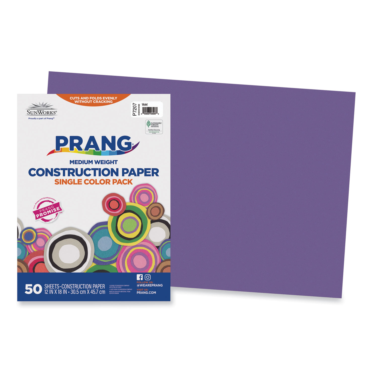 SunWorks Construction Paper, 50 lb Text Weight, 12 x 18, Violet, 50/Pack