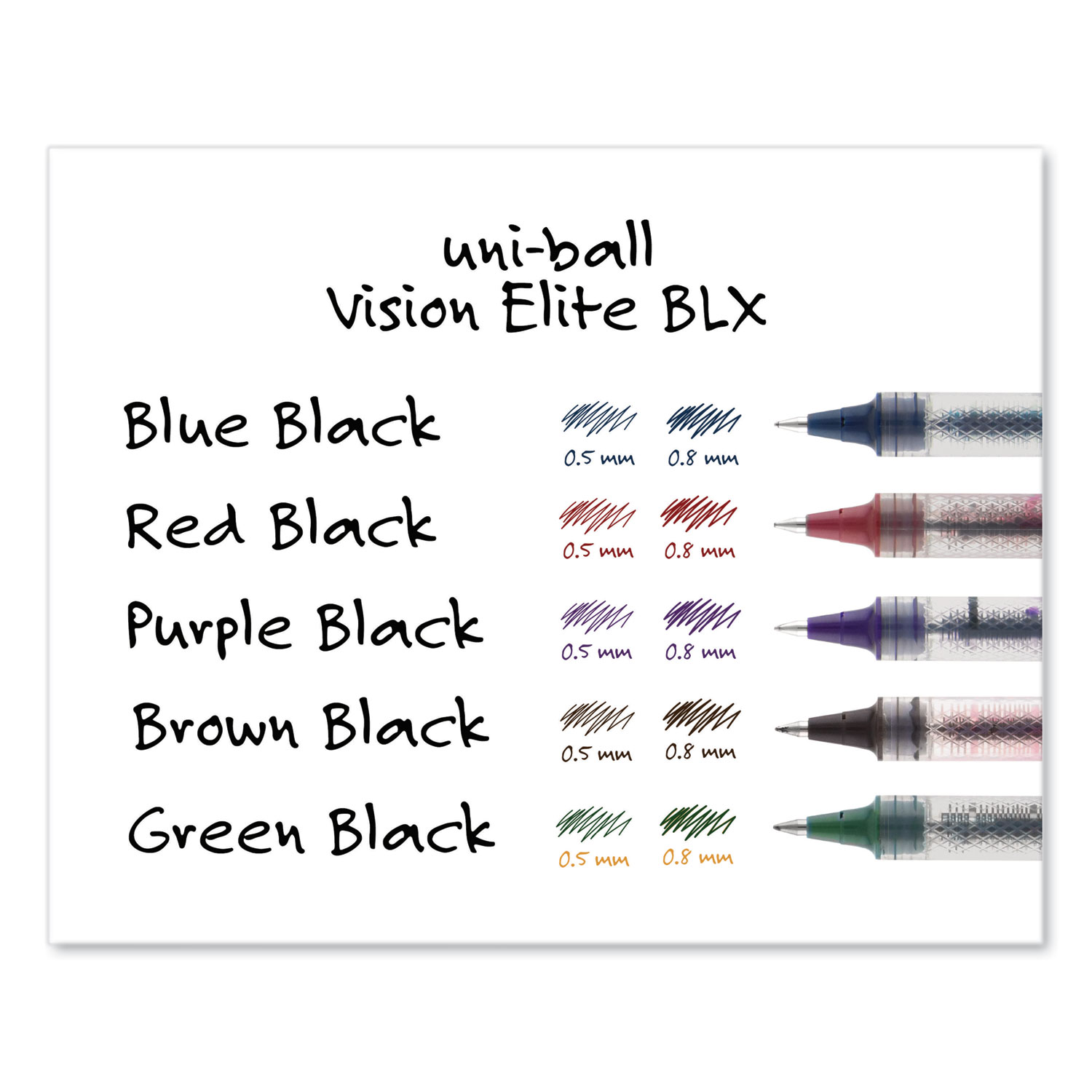 Uni-ball Vision Elite Roller Ball Stick Waterproof Pen, Black Ink  (UBC61231)