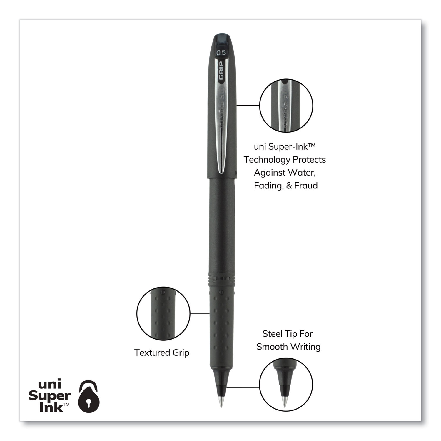 Uxcell 5.7 0.5 mm Black Ink Gel Pens Roller Ball Pens Fine Point