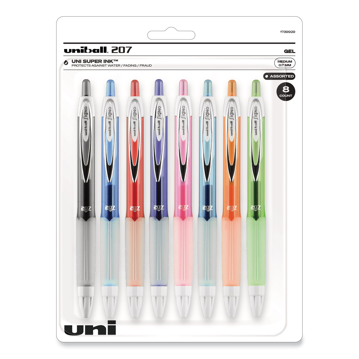 207 Plus+ Gel Pen, Retractable, Medium 0.7 mm, Black Ink, Black Barrel