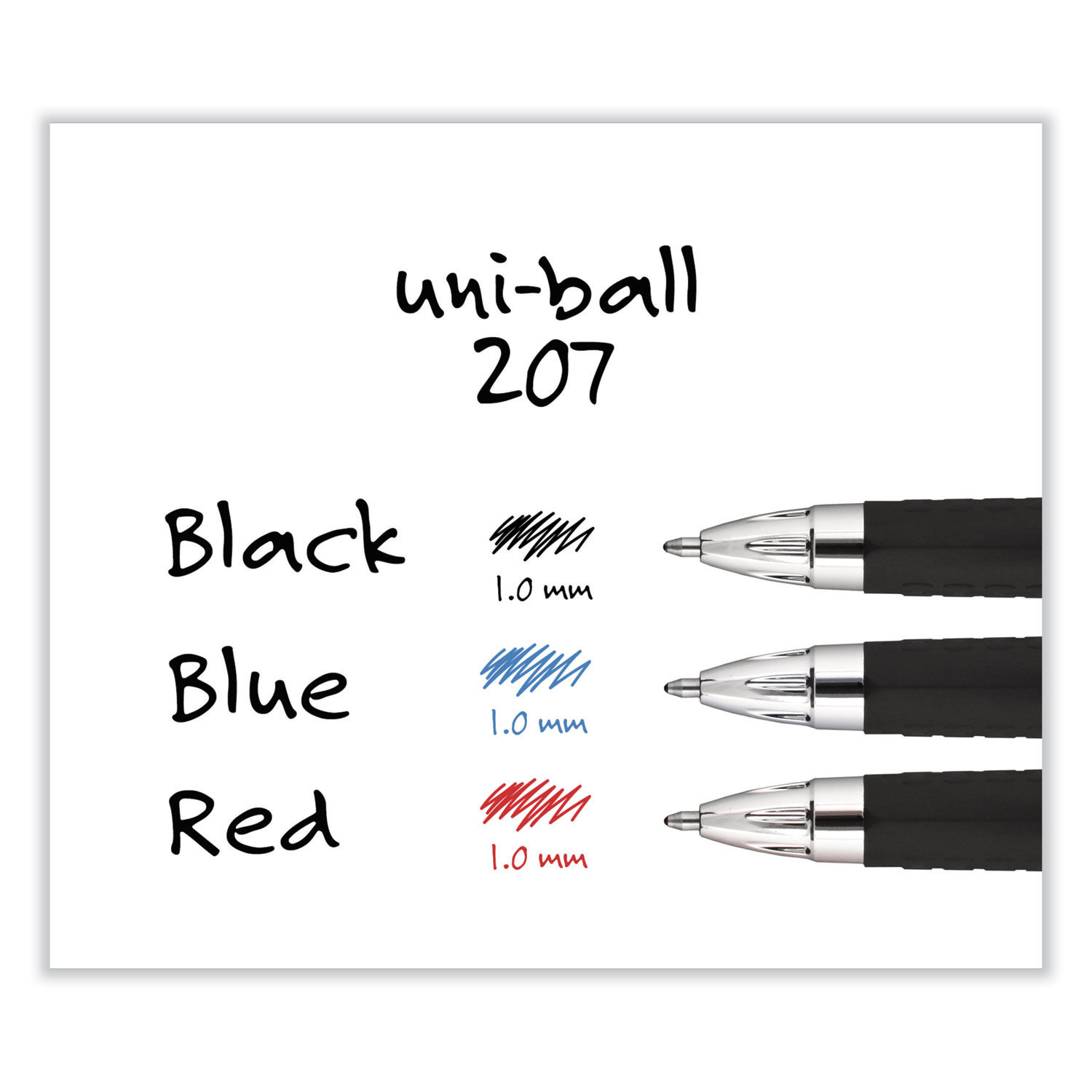 Uni-Ball 207 Impact Stick Gel Pen, Bold 1mm, Blue Ink, Black Barrel