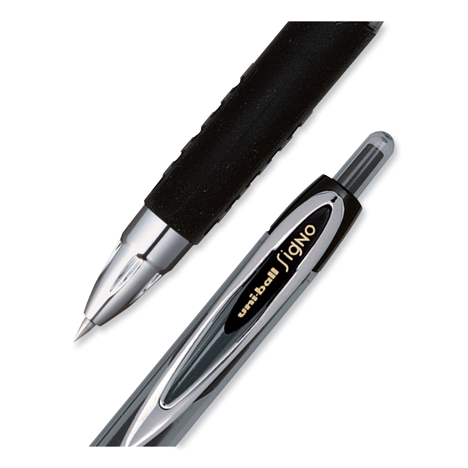 Uni-Ball 207 Signo Gel Ultra Micro Retractable Gel Pen, 0.38 mm, Black Ink, Smoke Barrel, 4/Pack