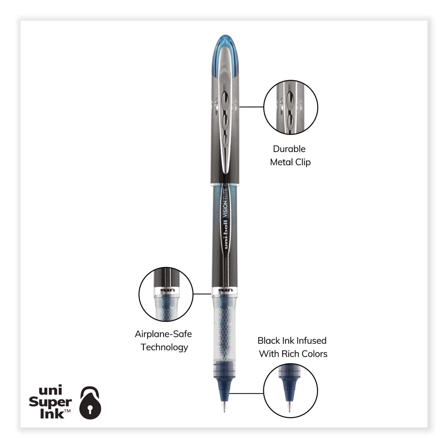 uni ball Vision Rollerball Pens Fine Point 0.7 mm Assorted Barrels