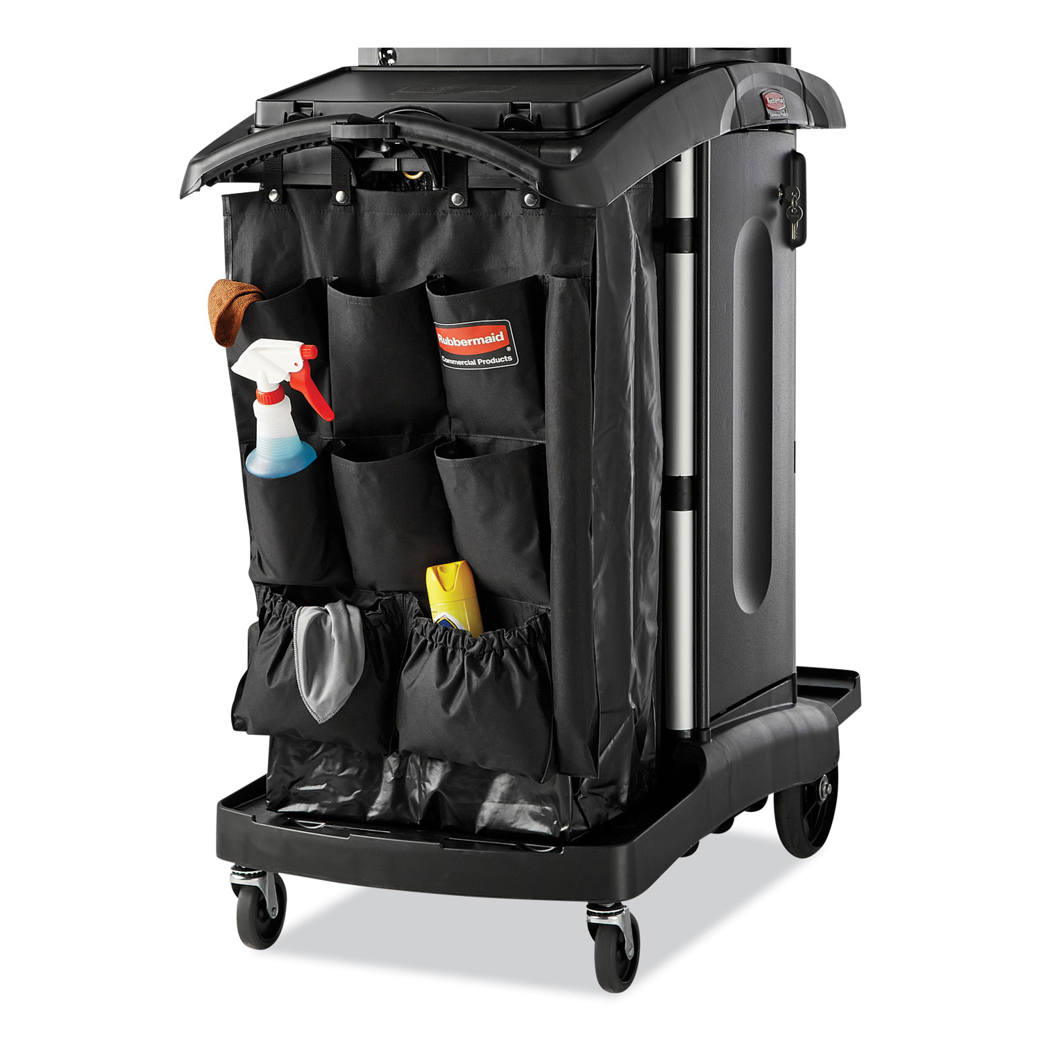 Plastic Housekeeping Cart, Deluxe Premium w/ Doors