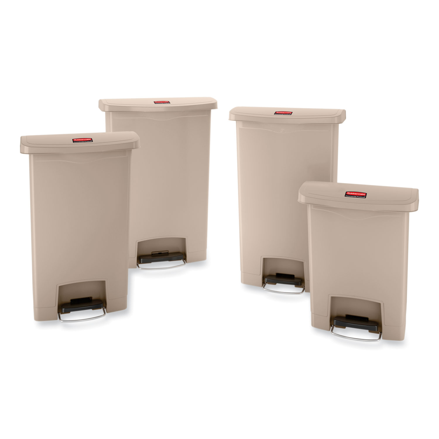 Rubbermaid Front Step Style 13 gal. Commercial Slim Jim Resin Beige Step-On Container