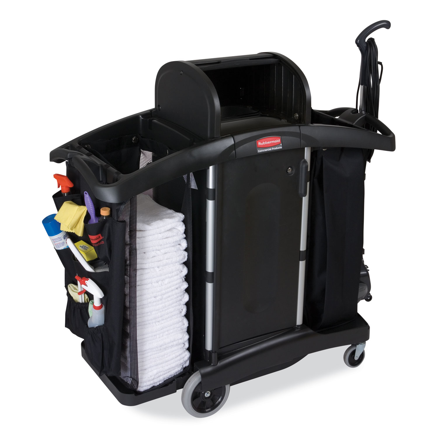 Plastic Housekeeping Cart, Deluxe Premium w/ Doors