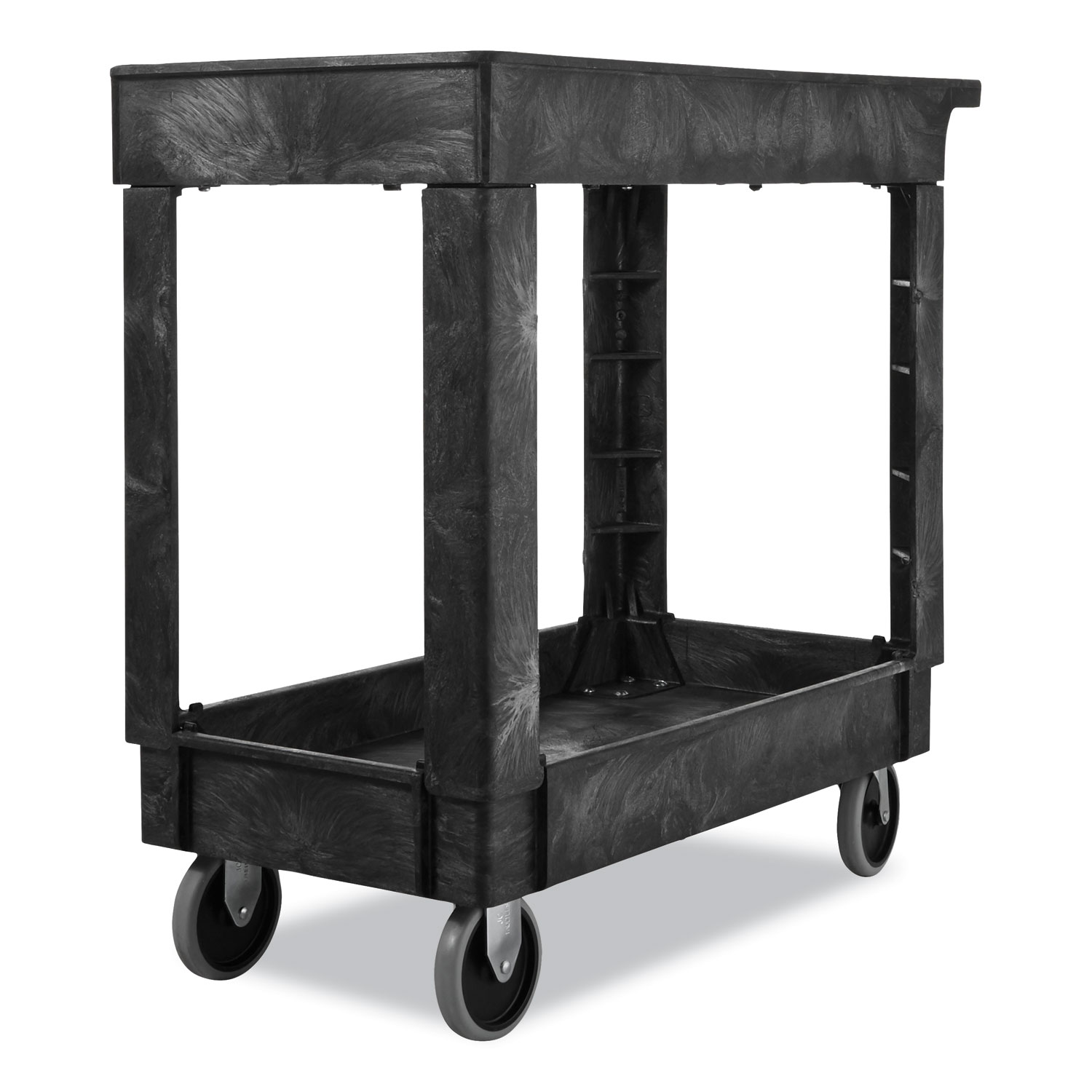 Rubbermaid Commercial Heavy-Duty Utility 2-Shelf Cart, Black