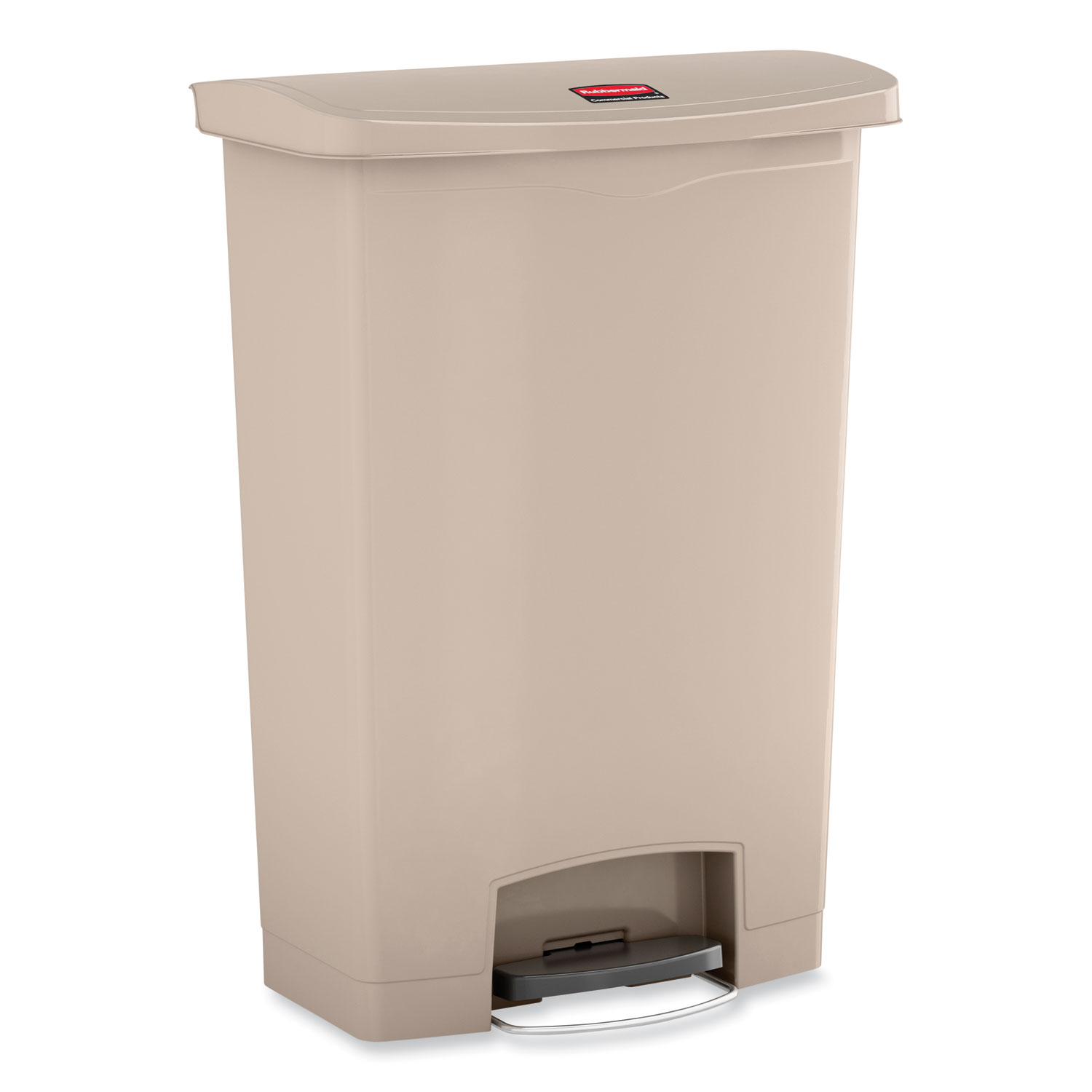 Rubbermaid Front Step Style 13 gal. Commercial Slim Jim Resin Beige Step-On Container