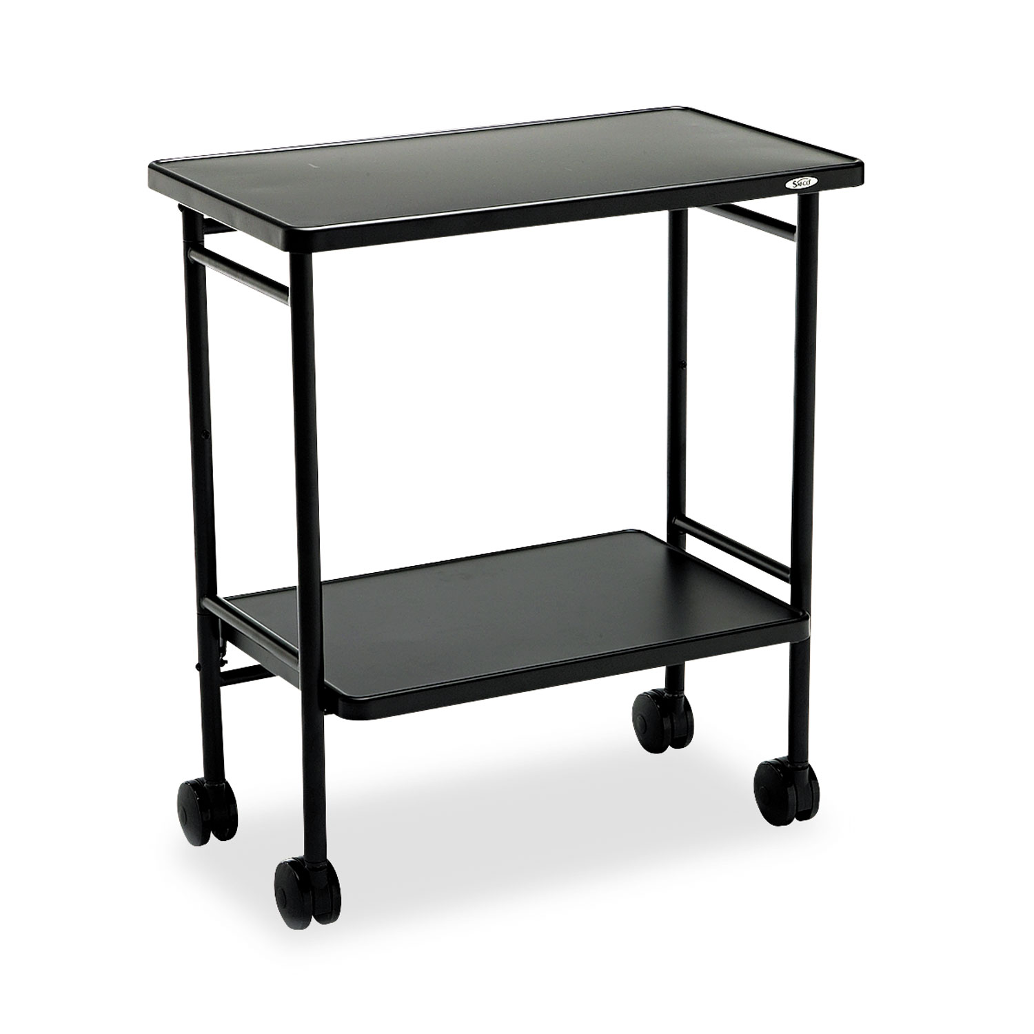 Folding Office/Beverage Cart, Two-Shelf, 25w x 15d x 30h, Black