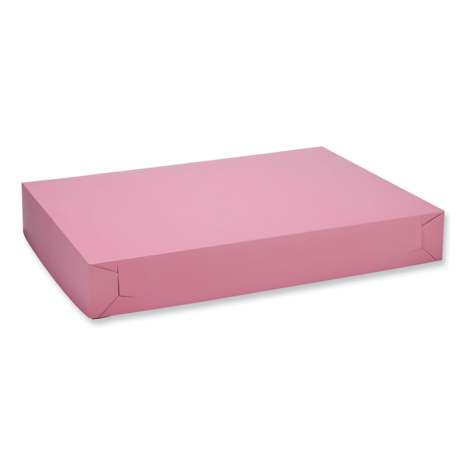 White Two-Piece Non-Window Bakery Boxes, 28 x 20 x 4, Pink, Paper, 50/Carton