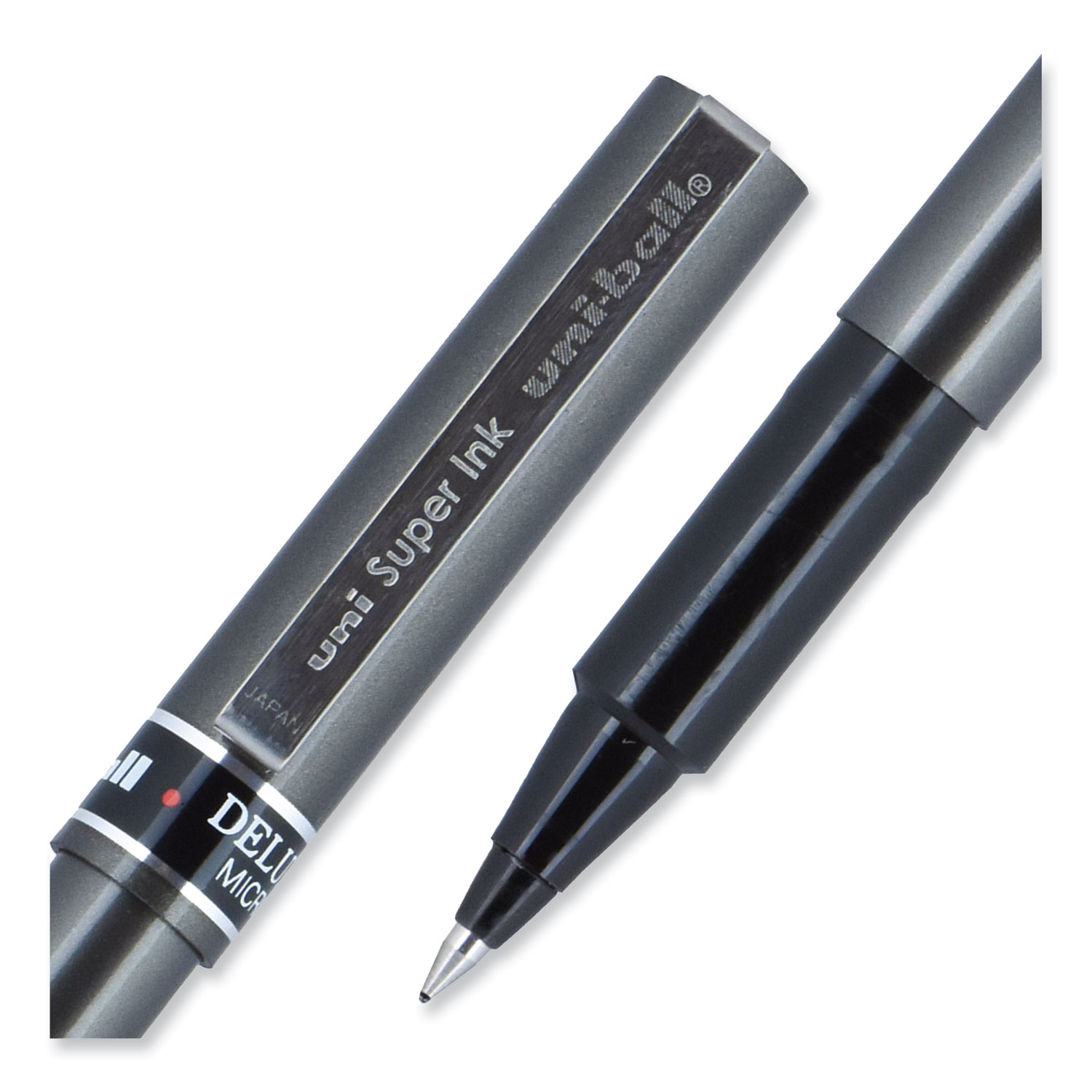 uniball™ Roller Rollerball Pen - Micro Pen Point - 0.5 mm Pen Point Size -  Black Liquid Ink - Black Barrel - 72 / Pack