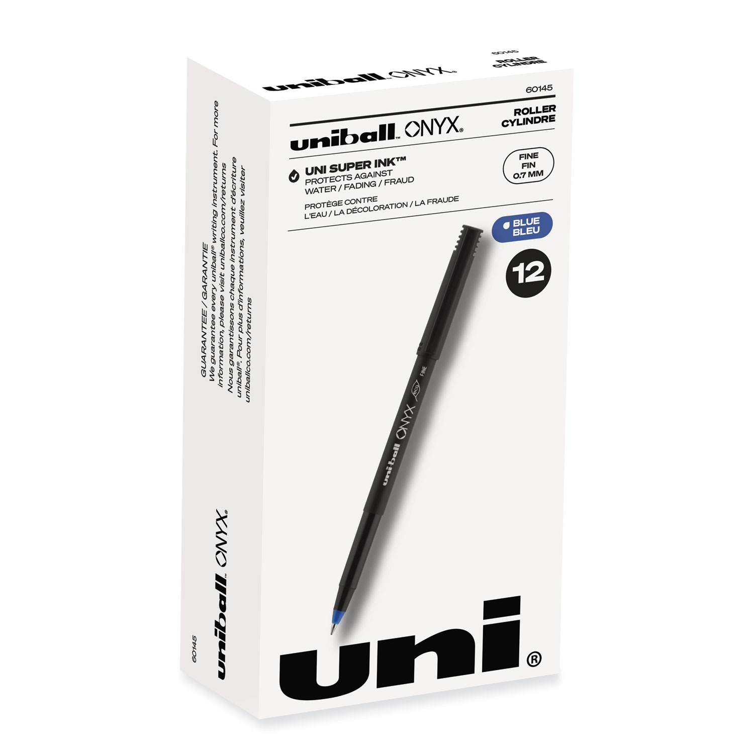Uni-Ball Deluxe Roller Ball Pen Stick Fine 0.7 mm Black Ink Champagne Barrel Dozen