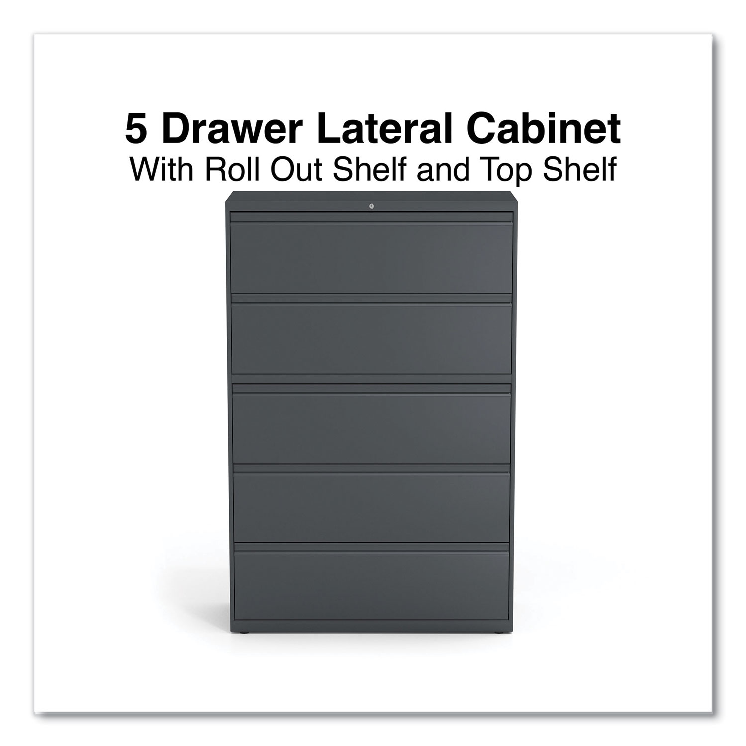 Lateral File, 5 Legal/Letter/A4/A5-Size File Drawers, Charcoal, 42″ x 18.63″ x 67.63″