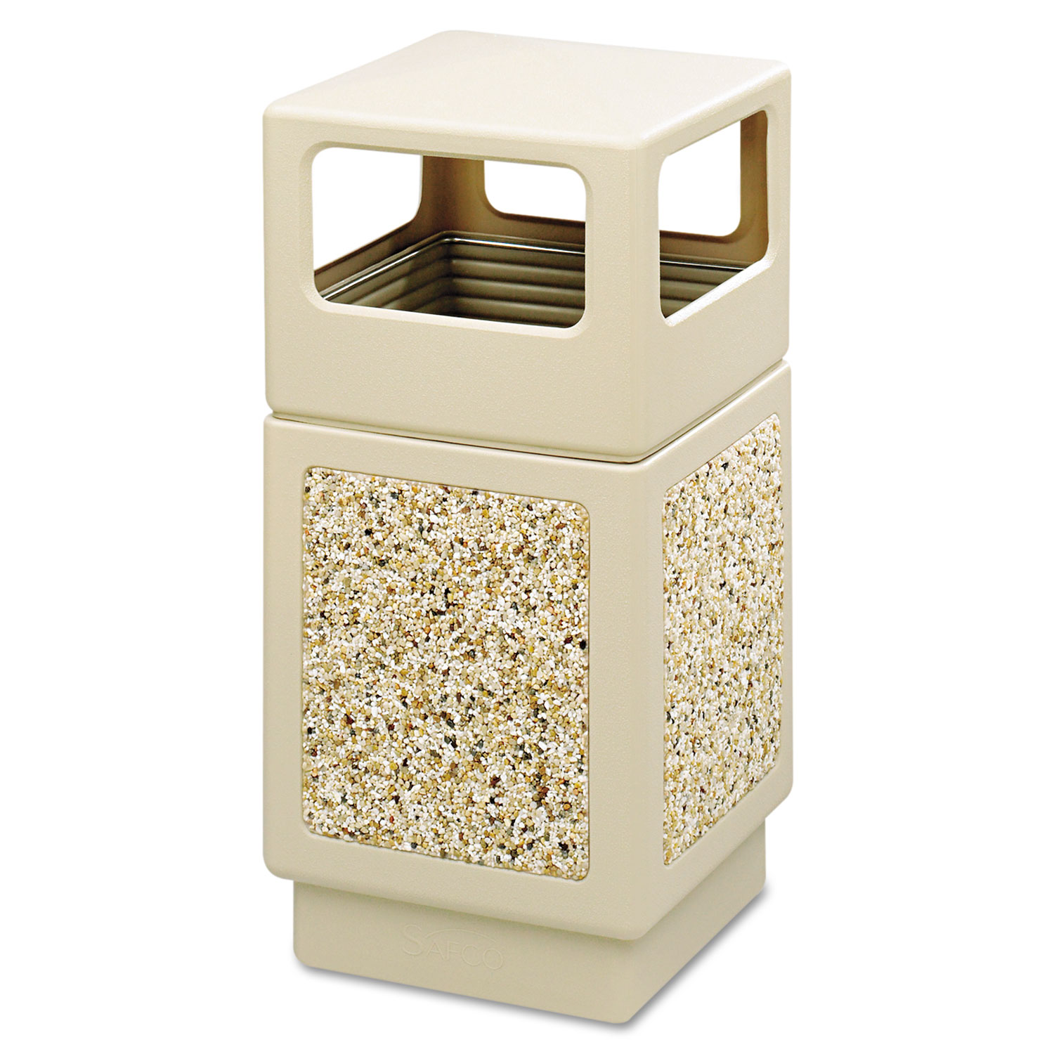 Canmeleon Aggregate Panel Receptacles, Side-Open, 38 gal, Polyethylene, Tan