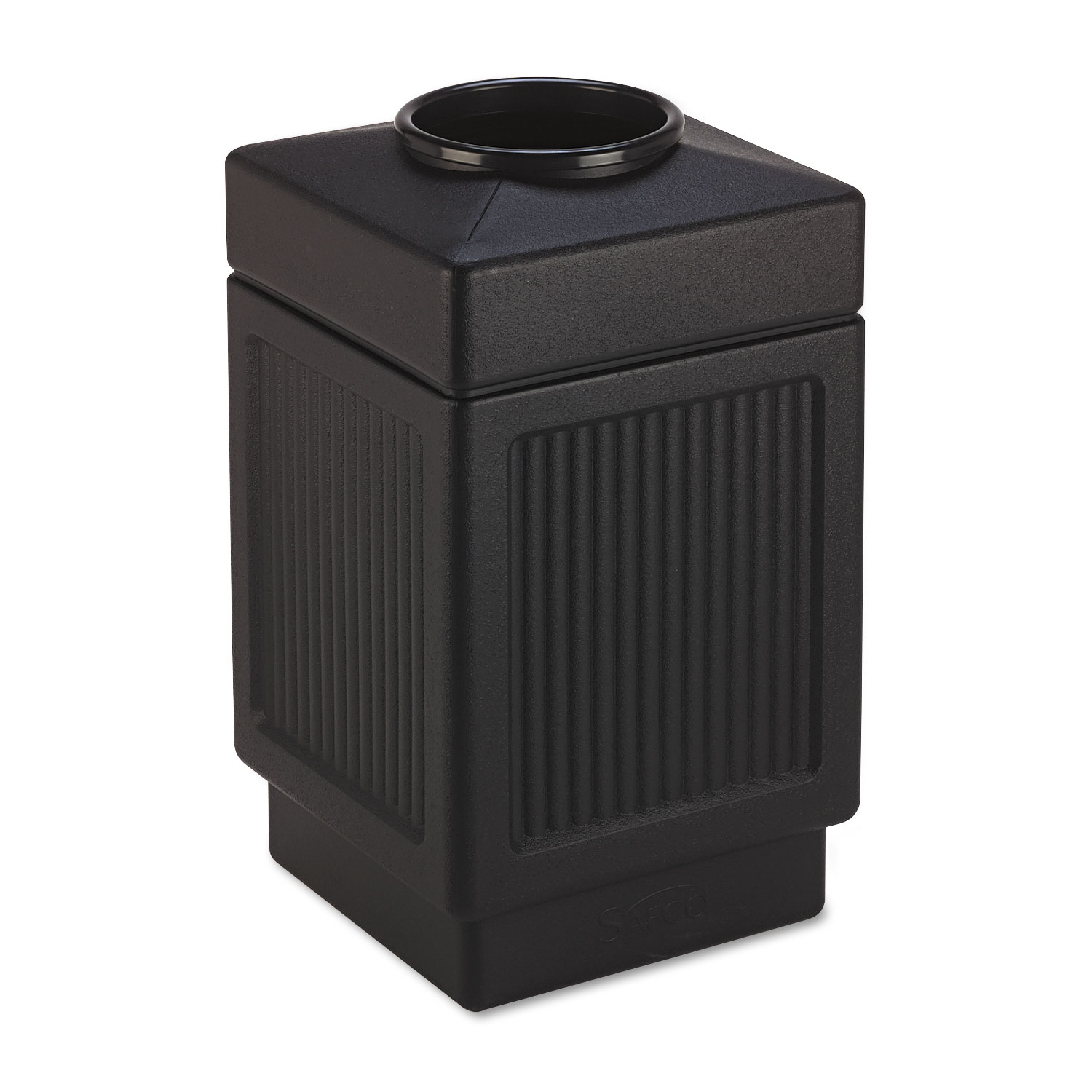  Safco 9475BL Canmeleon Top-Open Receptacle, Square, Polyethylene, 38 gal, Textured Black (SAF9475BL) 