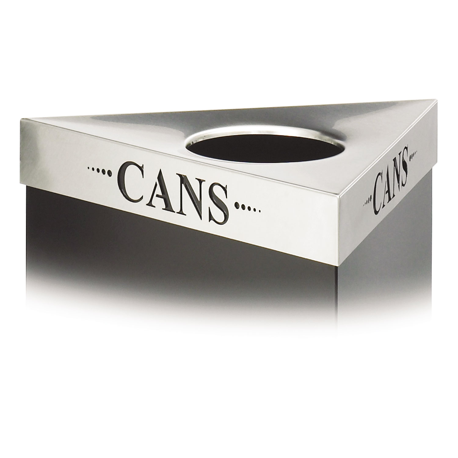 Trifecta Waste Receptacle Lid, Laser Cut CANS Inscription, Stainless Steel