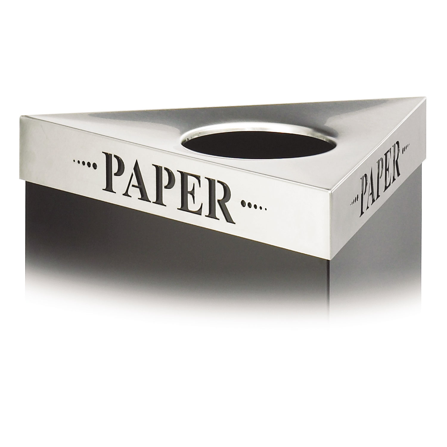 Trifecta Waste Receptacle Lid, Laser Cut PAPER Inscription, Stainless Steel