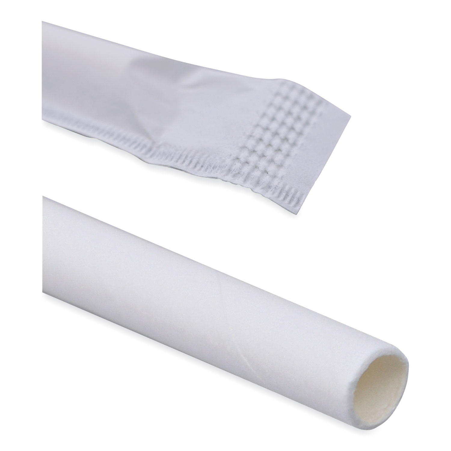 Unwrapped Paper Straws, 7.75 x 0.25 White, 4,800 Straws/Carton