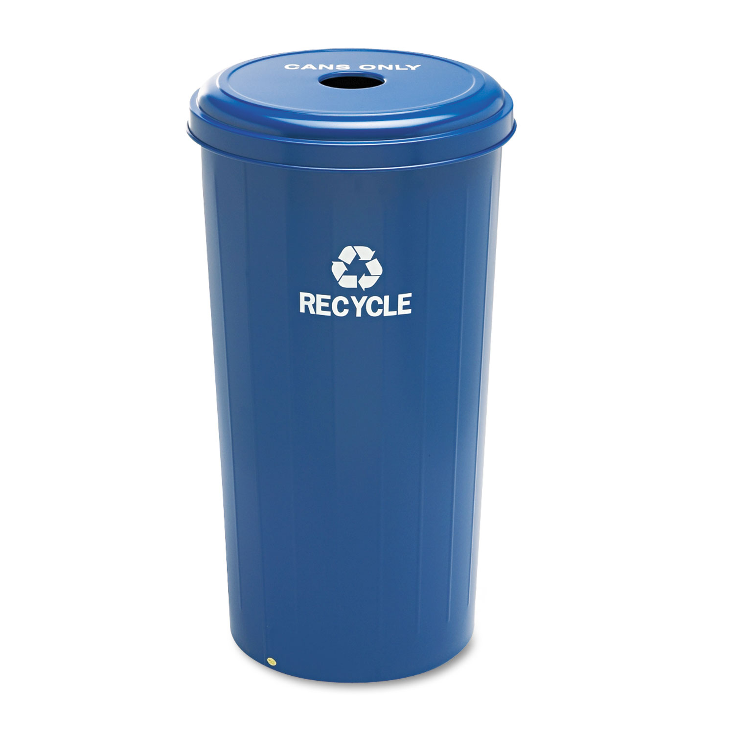  Safco 9632BU Tall Recycling Receptacle for Cans, Round, Steel, 20 gal, Recycling Blue (SAF9632BU) 