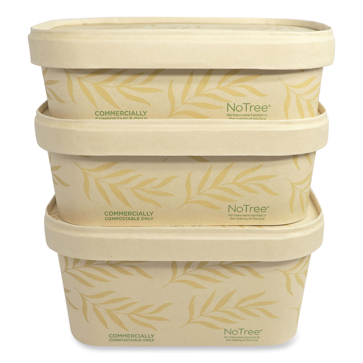 Fiber Hinged Containers, 3-Compartment, 8 x 8 x 3, Natural, Paper,  300/Carton