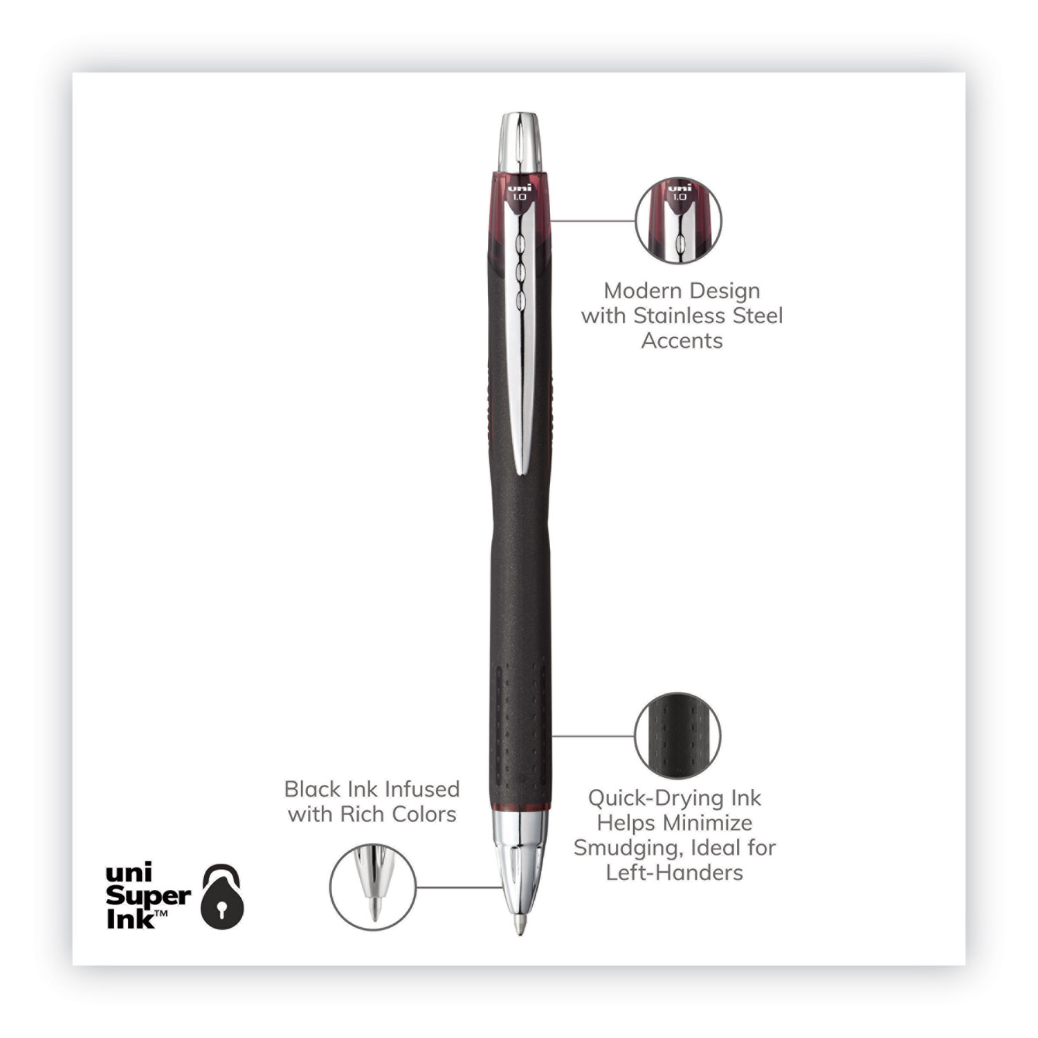 Jetstream Retractable Ballpoint Pen, 1 mm, Assorted Ink, Black Barrel,  5/Pack - BOSS Office and Computer Products