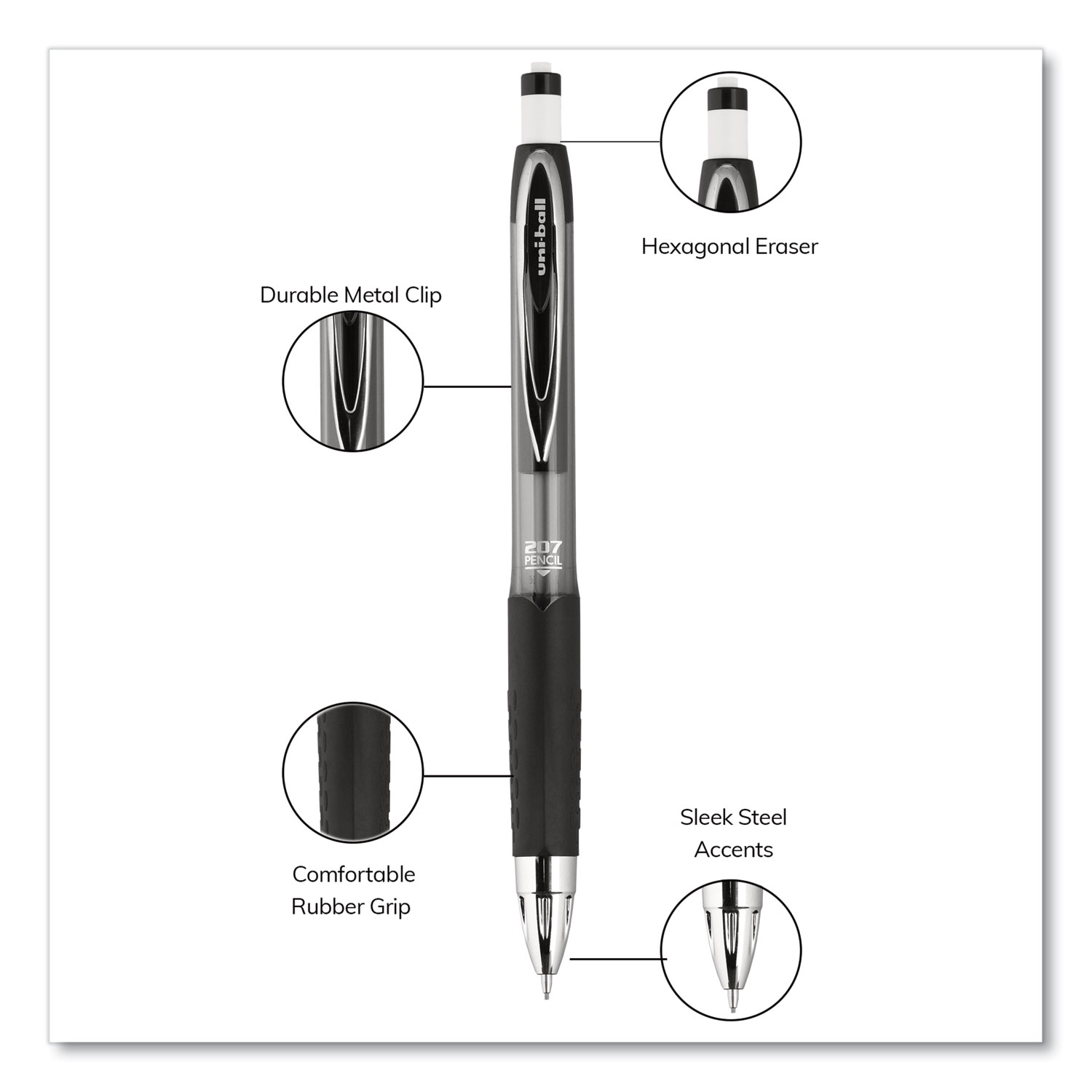 Mechanical Pencil, 0.7 mm, HB (#2), Black Lead, Smoke/Black Barrel, Dozen