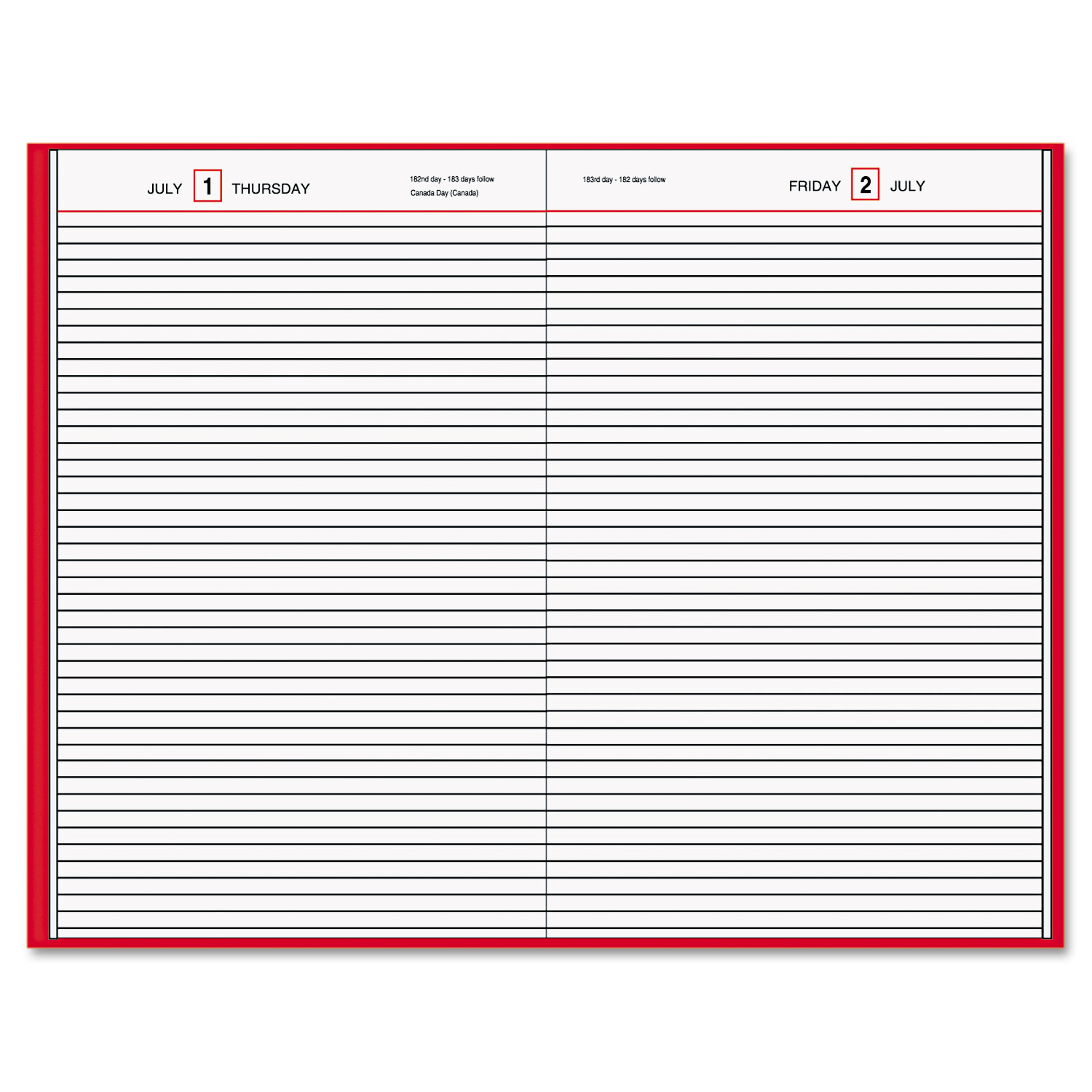 Standard Diary Daily Diary, Recycled, Red, 7 1/2 x 9 7/16, 2018