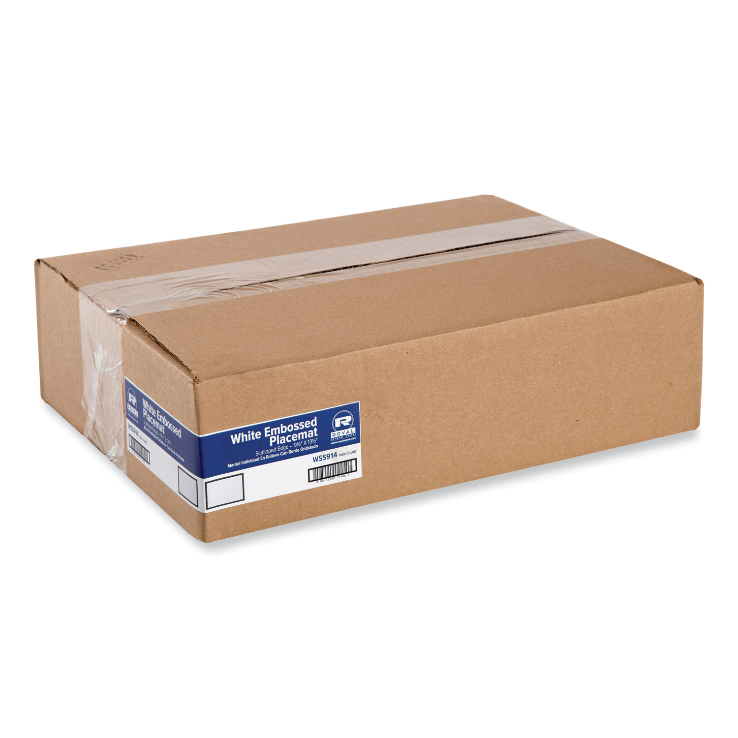 Placemats, Embossed Surface, Scalloped Edges, 13.5" x 9.5", White, 1,000/Carton