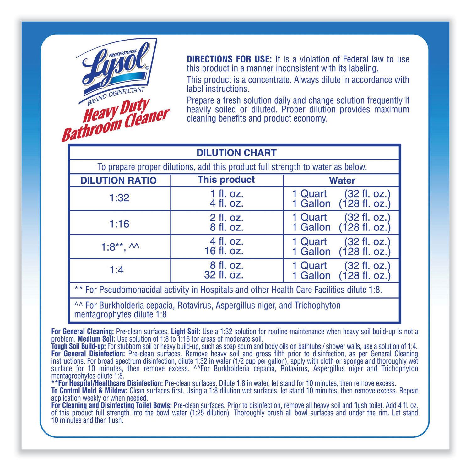 Professional Lysol Disinfectant Heavy Duty Bathroom Cleaner 1 Gal Bottles, 4/Carton