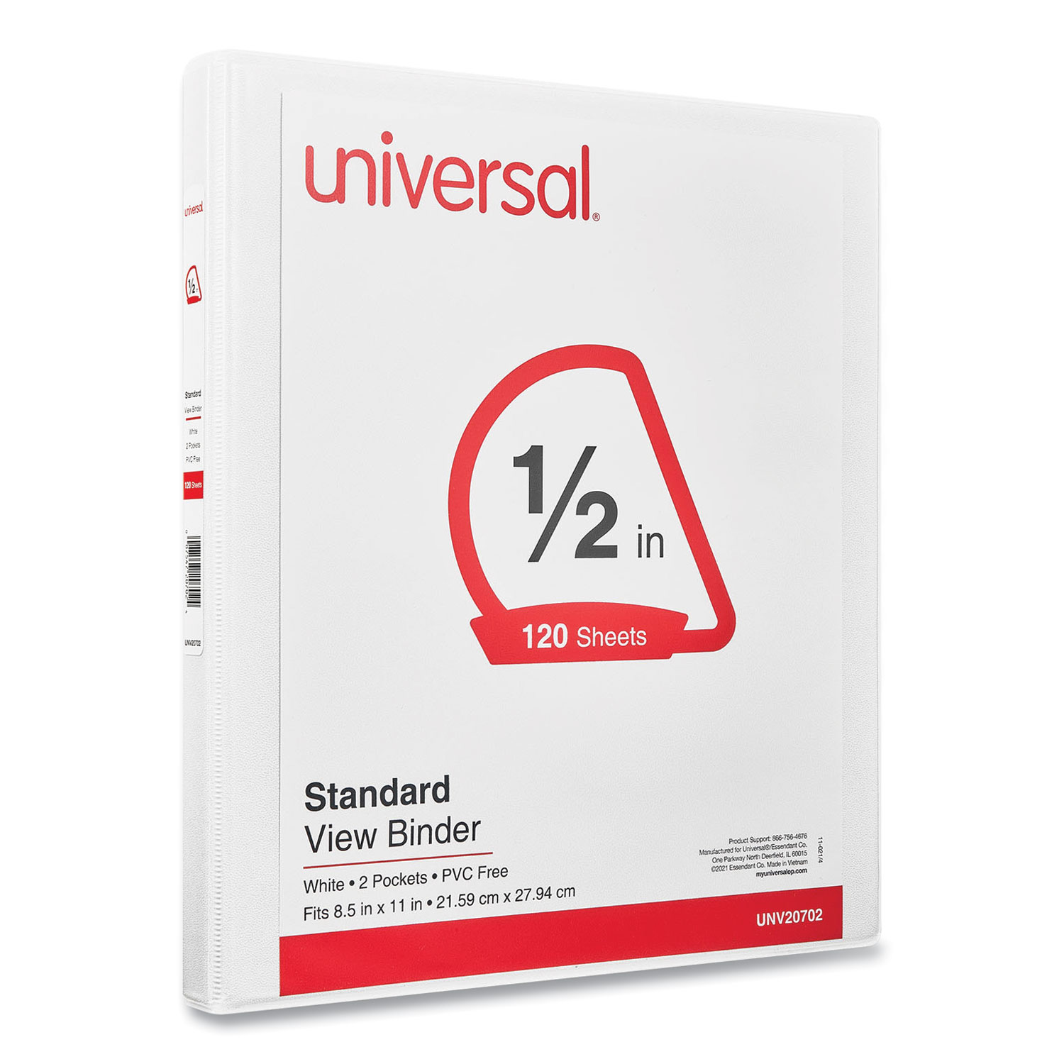 UNV20701 Universal® Deluxe 1/2 Inch Round Ring View Binder - Zuma