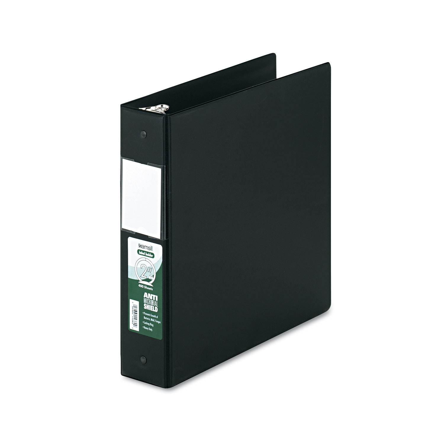  Samsill 14360 Clean Touch Locking Round Ring Reference Binder Protected w/Antimicrobial Additive, 3 Rings, 2 Capacity, 11 x 8.5, Black (SAM14360) 