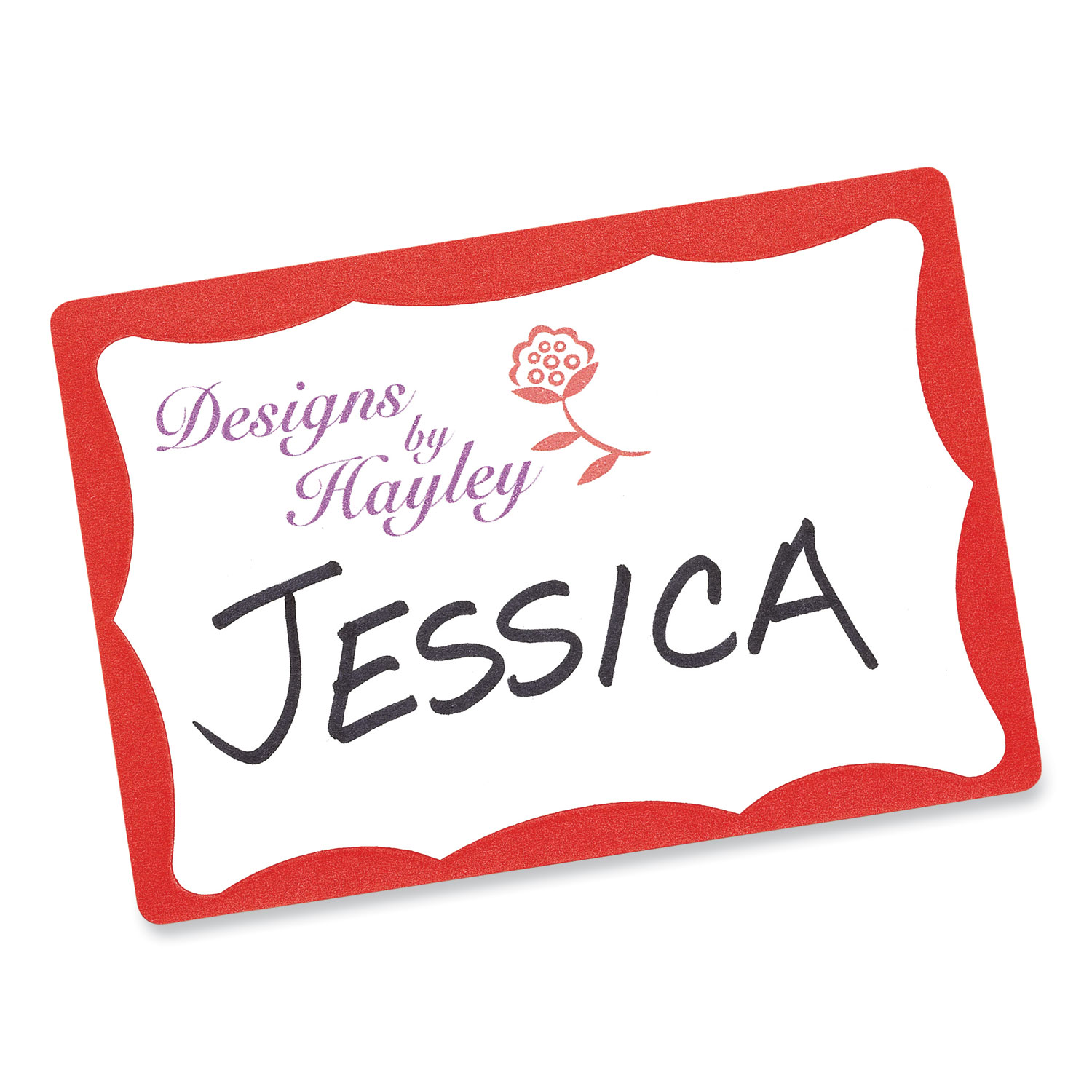 Printable Adhesive Name Badges 3 38 X 2 33 Red Border 100 Pack