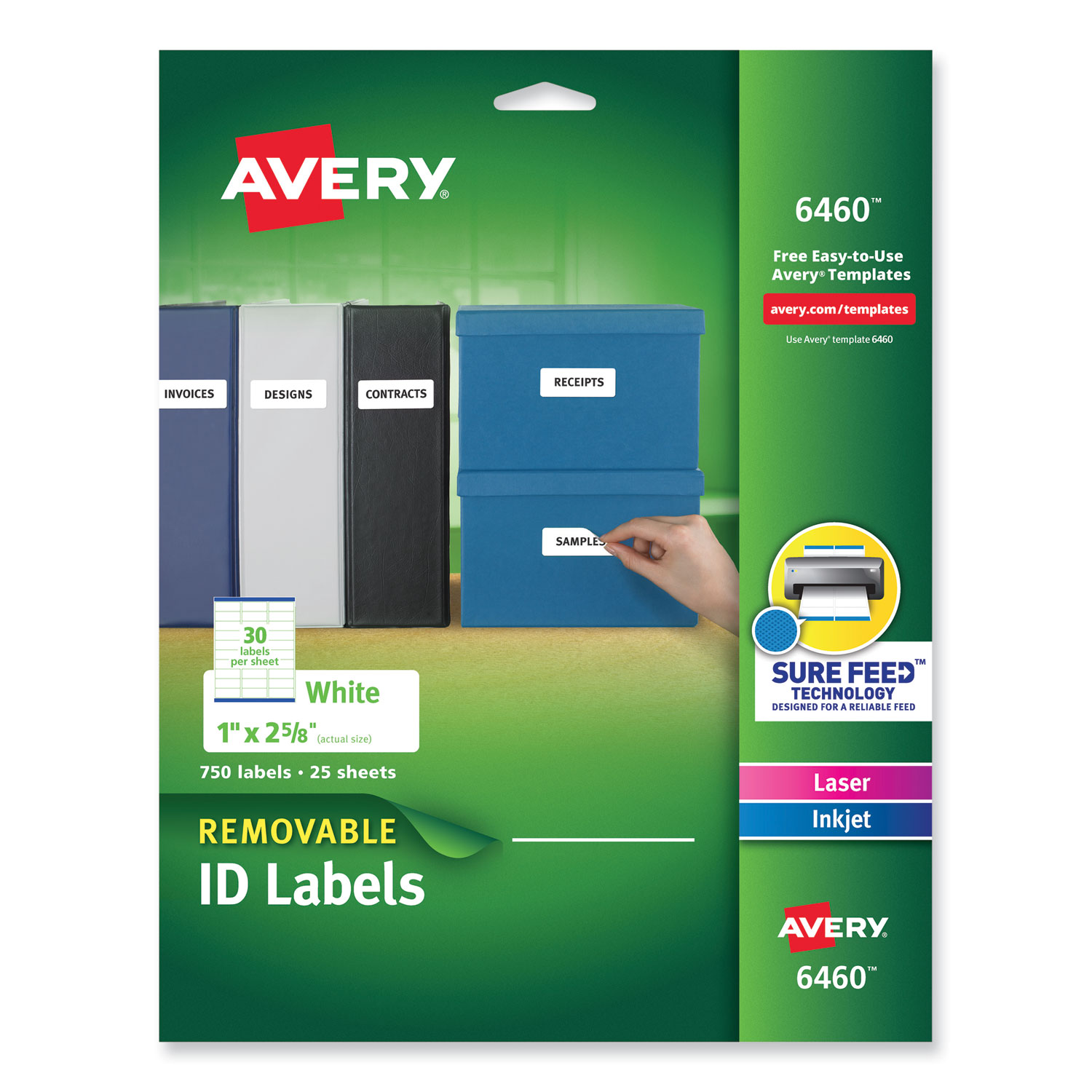 Removable Multi-Use Labels, Inkjet/Laser Printers, 1 x 2.63, White, 30 ...