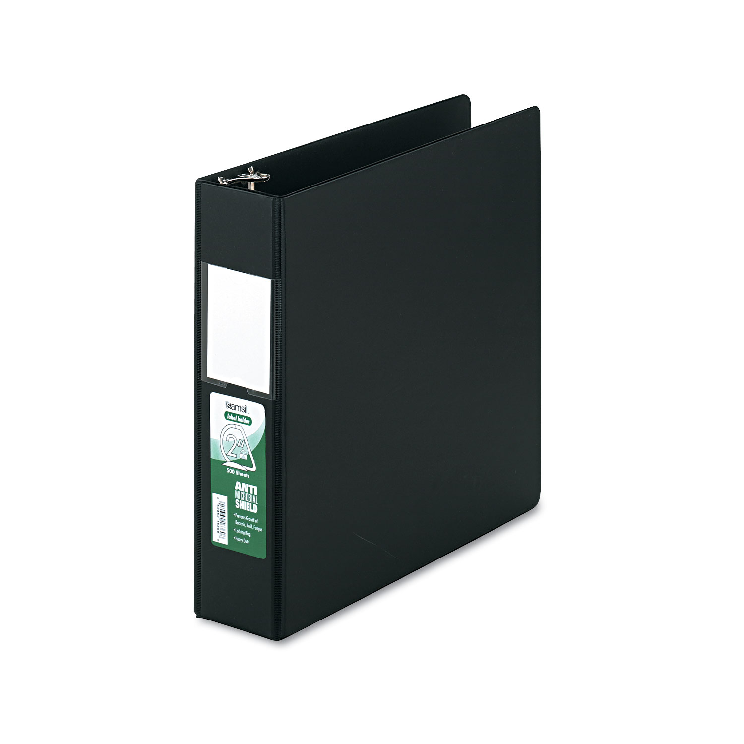 Clean Touch Locking D-Ring Reference Binder, Antimicrobial, 2 Cap, Black