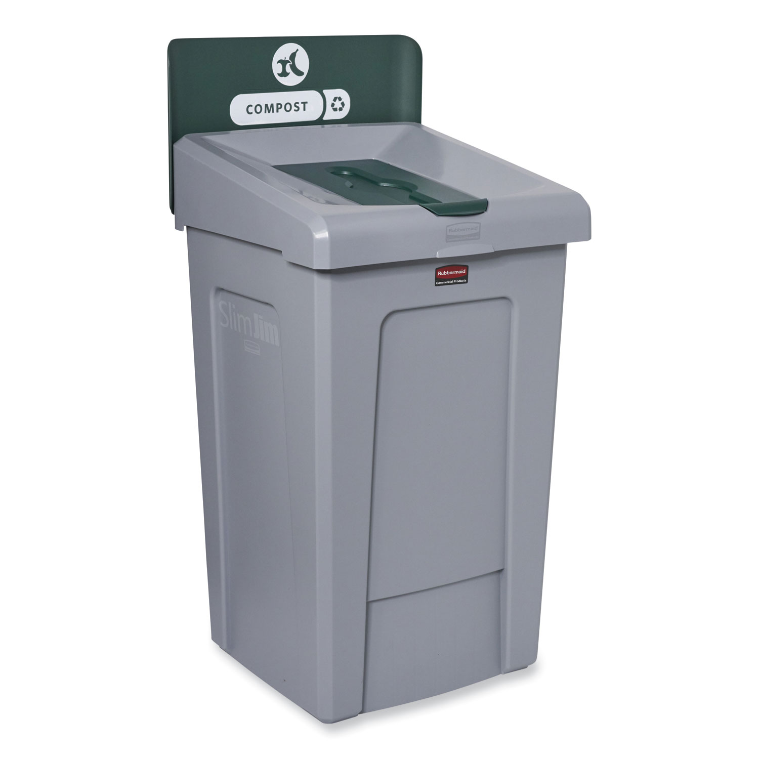 Slim Jim Recycling Station 1-Stream, Compost Collection Station, 33 gal, Resin, Gray