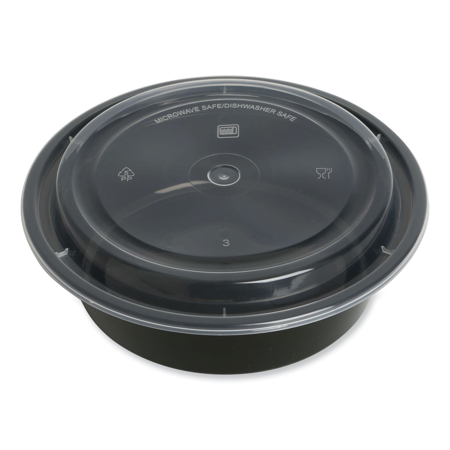 Gen Food Container, 28 oz, 8.81 x 6.02 x 2.04, Black/Clear, Plastic, 150/Carton