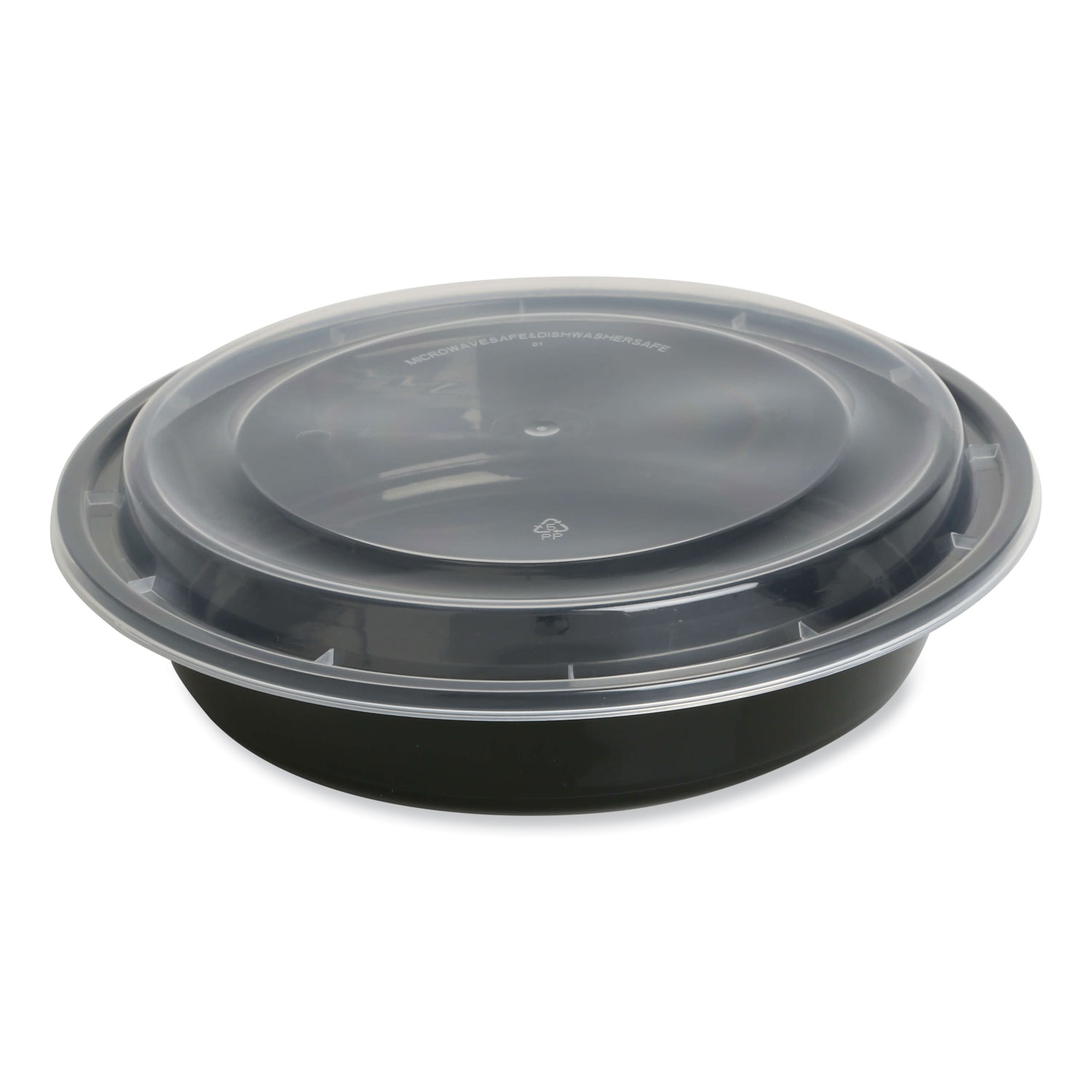 Plastic Round Hinged Lid Containers Clear, White, Black, 1/6 - 11 oz