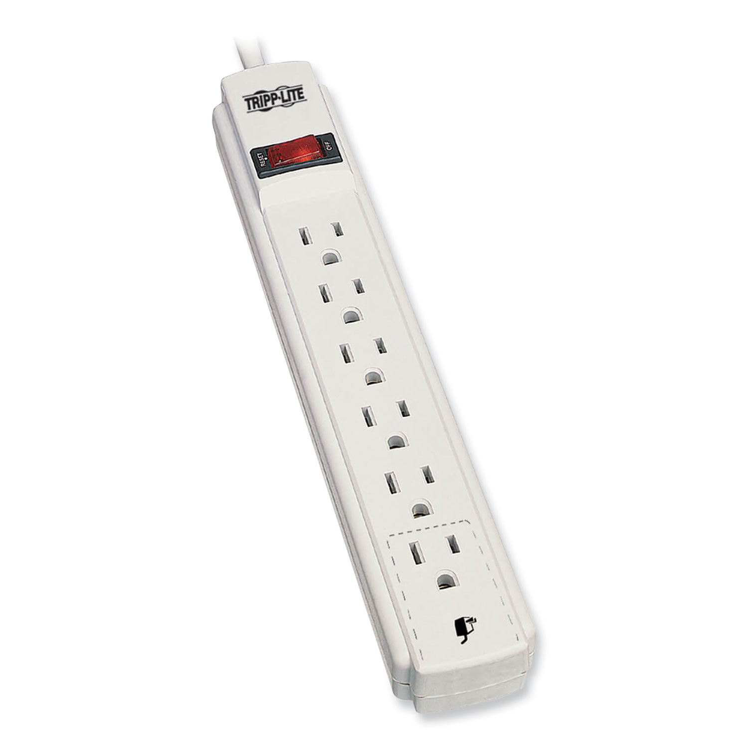 Power It! Power Strip, 6 Outlets, 15 ft Cord, Light Gray