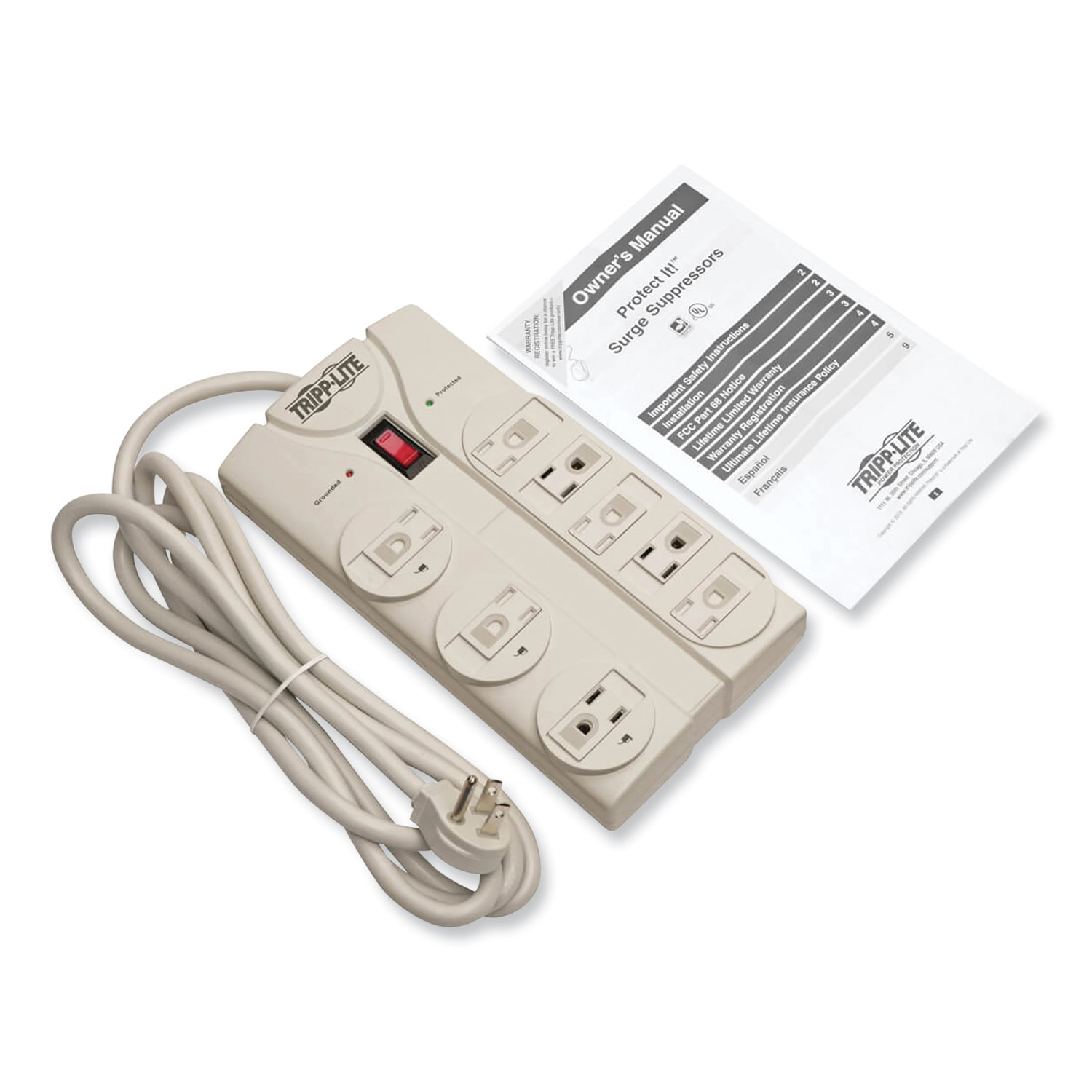 Tripp Lite 8-Outlet 8' Cord Surge Protector, Black TLP808B