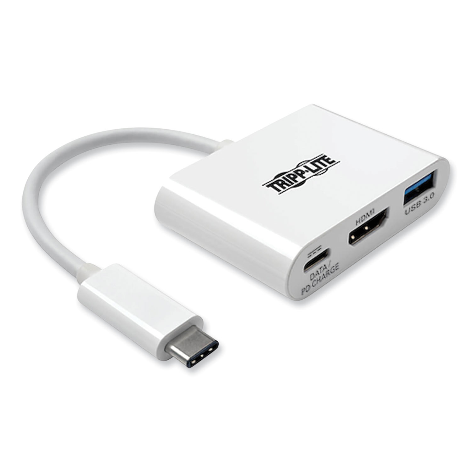 USB 3.1 Gen 1 USB-C to HDMI 4K Adapter, USB-A/USB-C PD Charging Ports, 3″, White