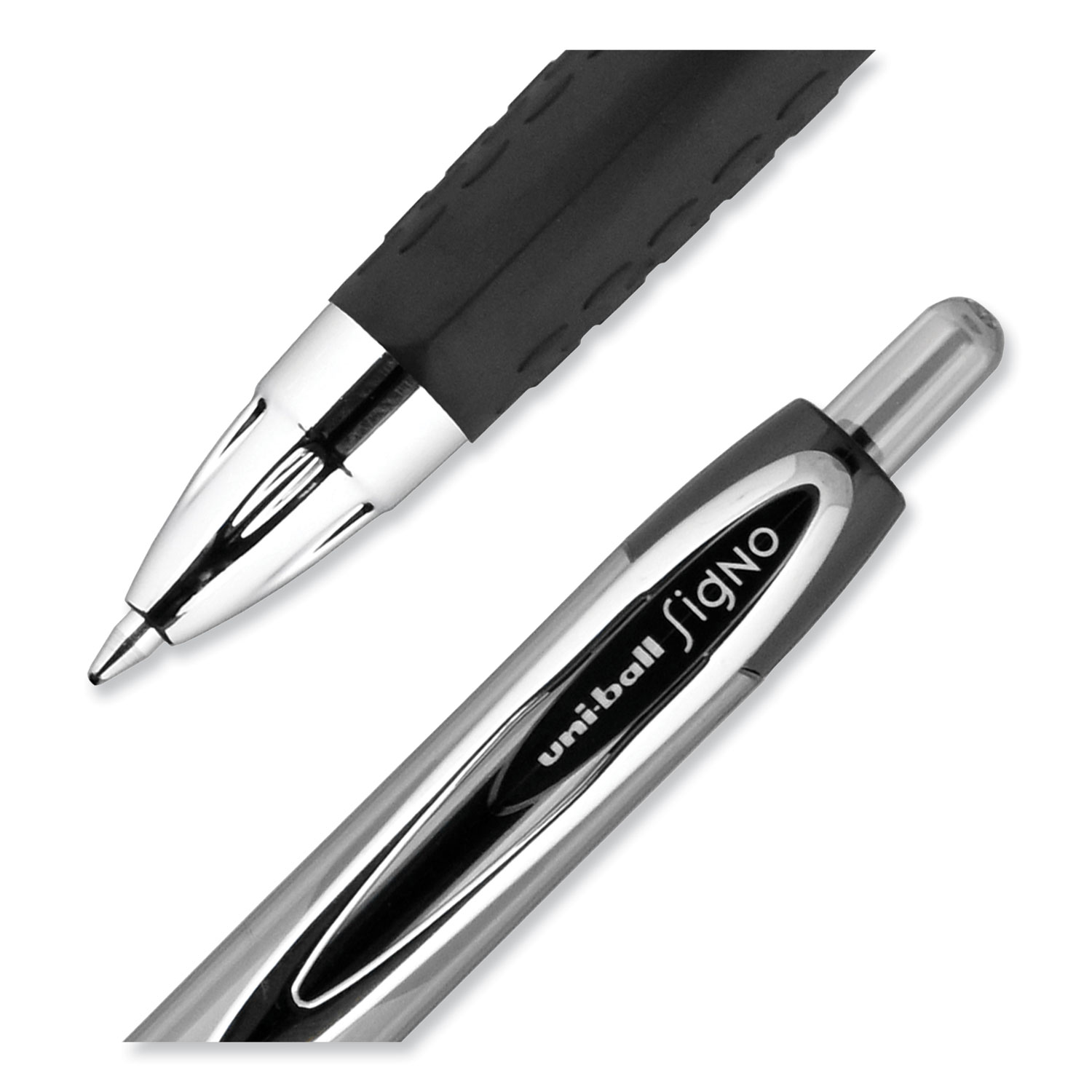 uni-ball Signo 207 Retractable Gel Pen, Micro 0.5mm, Black Ink, Smoke/Black  Barrel, Dozen (61255)