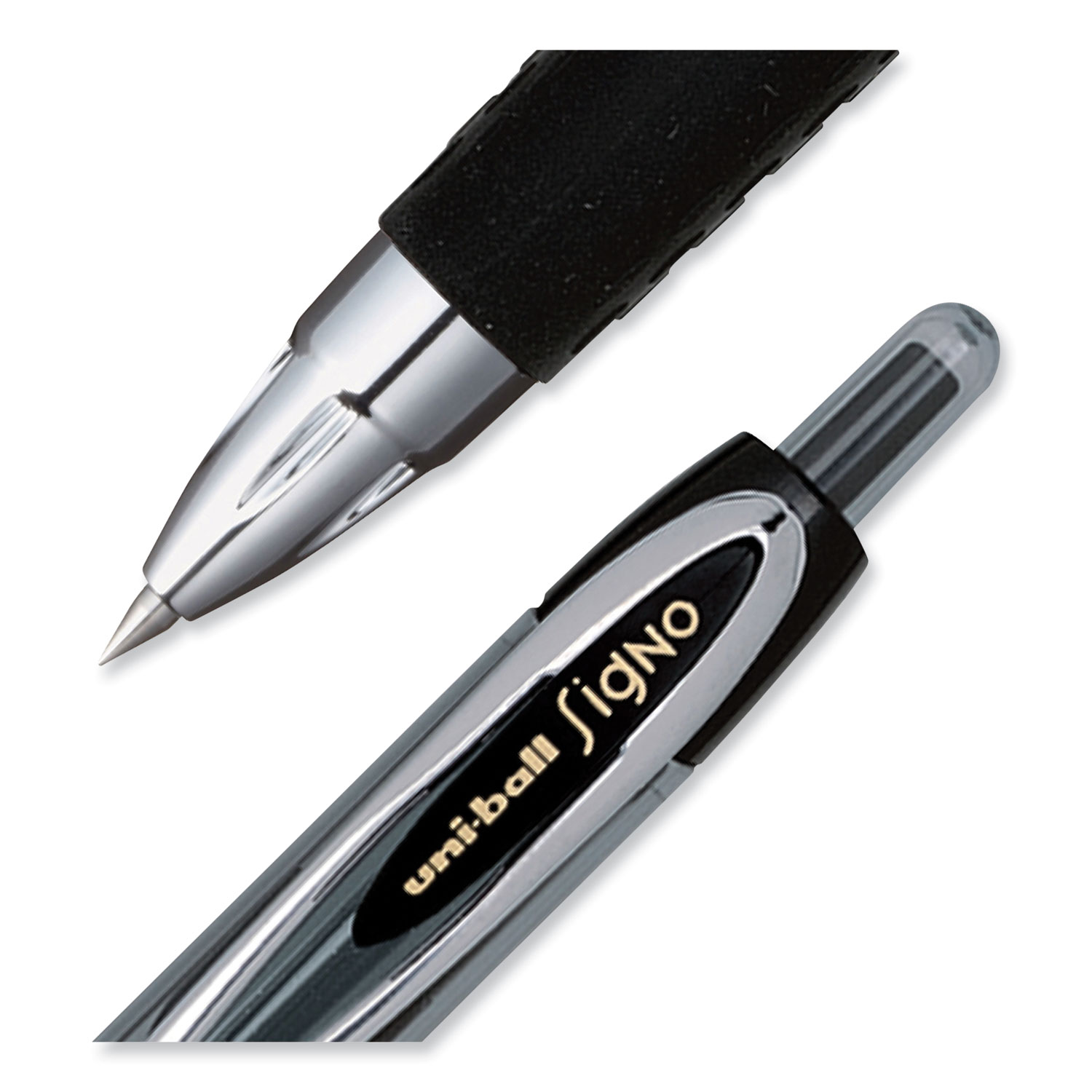 uni-ball Signo 207 Retractable Gel Pen, Micro 0.5mm, Black Ink, Smoke/Black  Barrel, Dozen (61255)