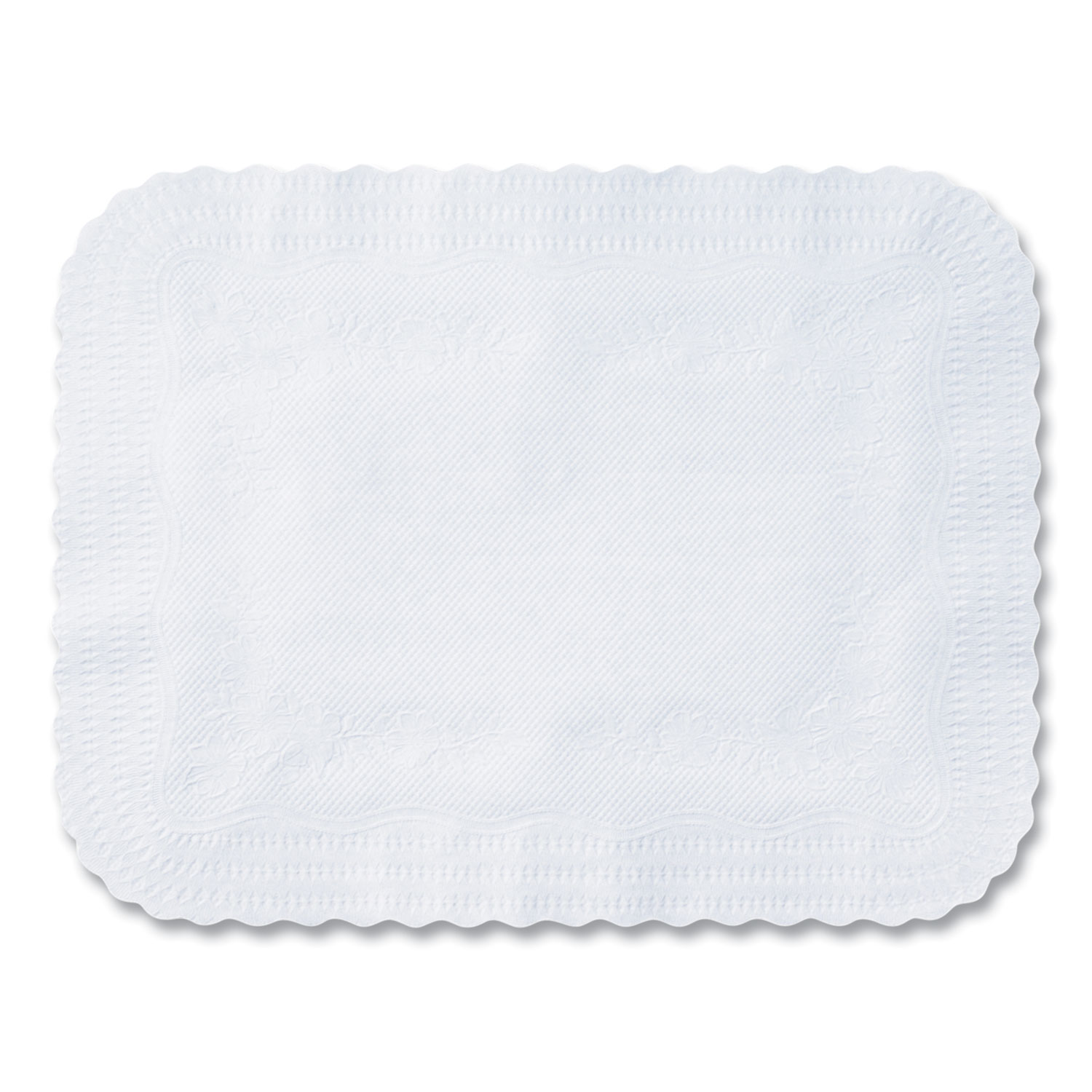 Scalloped Edge Traymat, Smooth Surface, 16.5" x 12.75", White, 1,000/Carton
