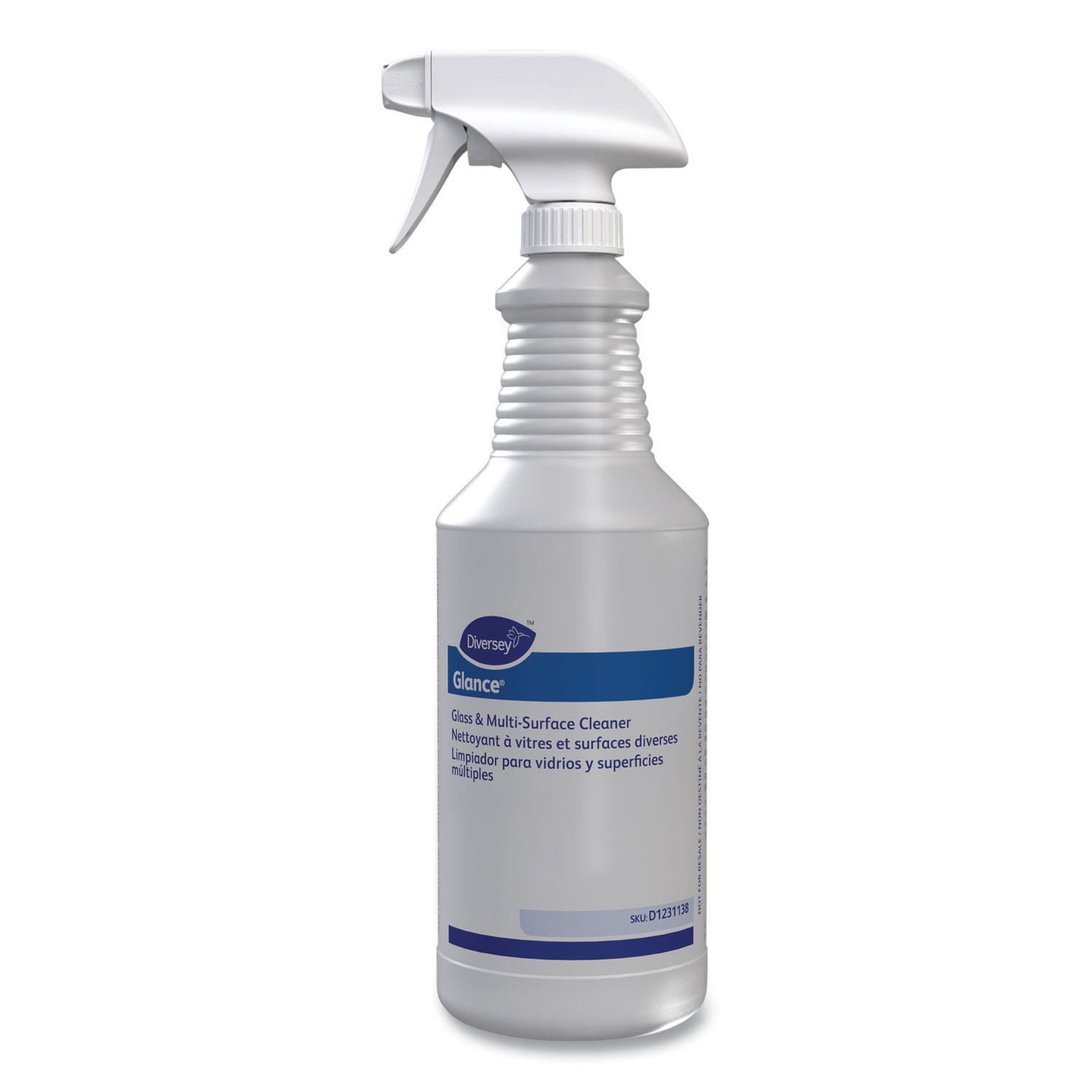 Glance Glass and Multi-Surface Cleaner Spray Bottle, 32 oz, Clear, 12/Carton