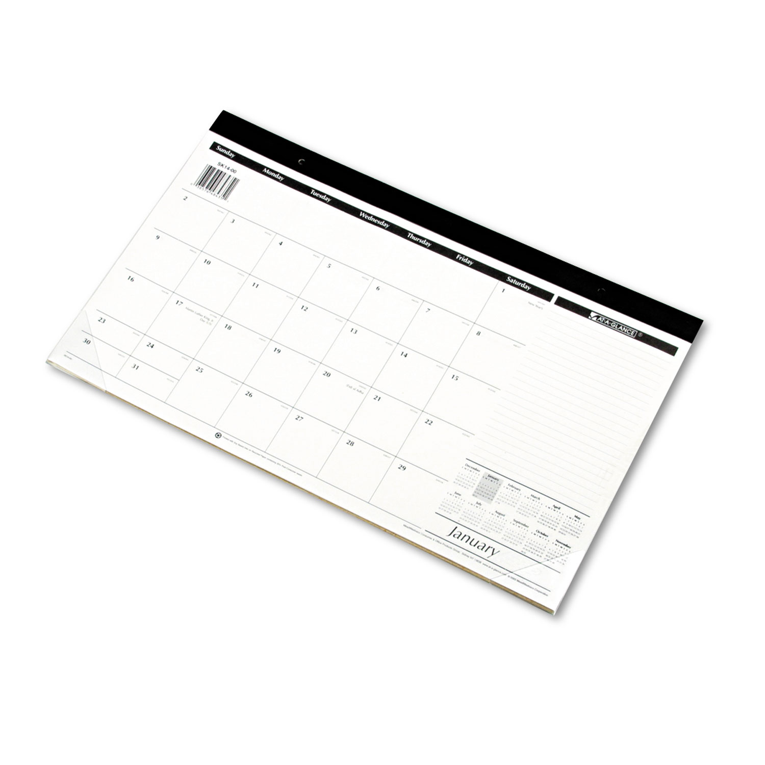 Compact Desk Pad, 17 3/4 x 10 7/8, White, 2018