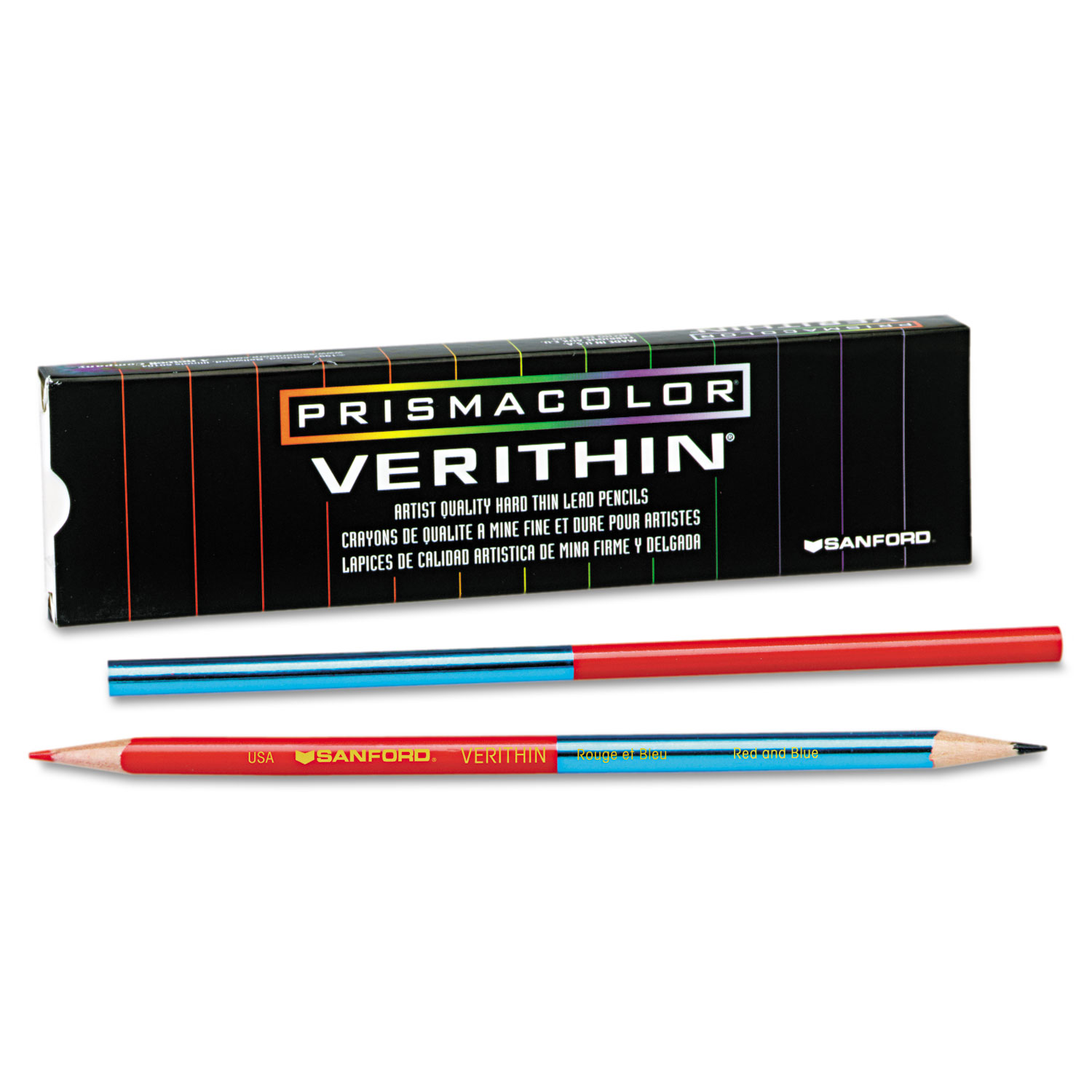 Prismacolor 02456 Verithin Dual-Ended Two-Color Pencils, 2 mm, Blue/Red Lead, Blue/Red Barrel, Dozen (SAN02456) 