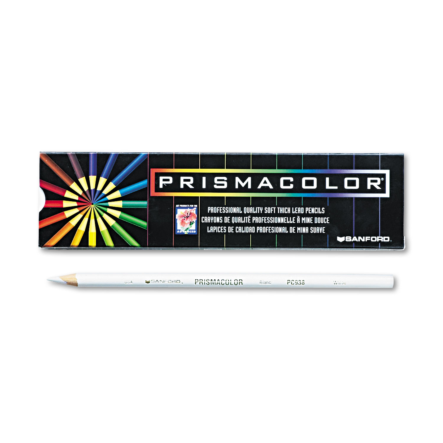  Prismacolor 3365 Premier Colored Pencil, 3 mm, 2B (#1), White Lead, White Barrel, Dozen (SAN3365) 