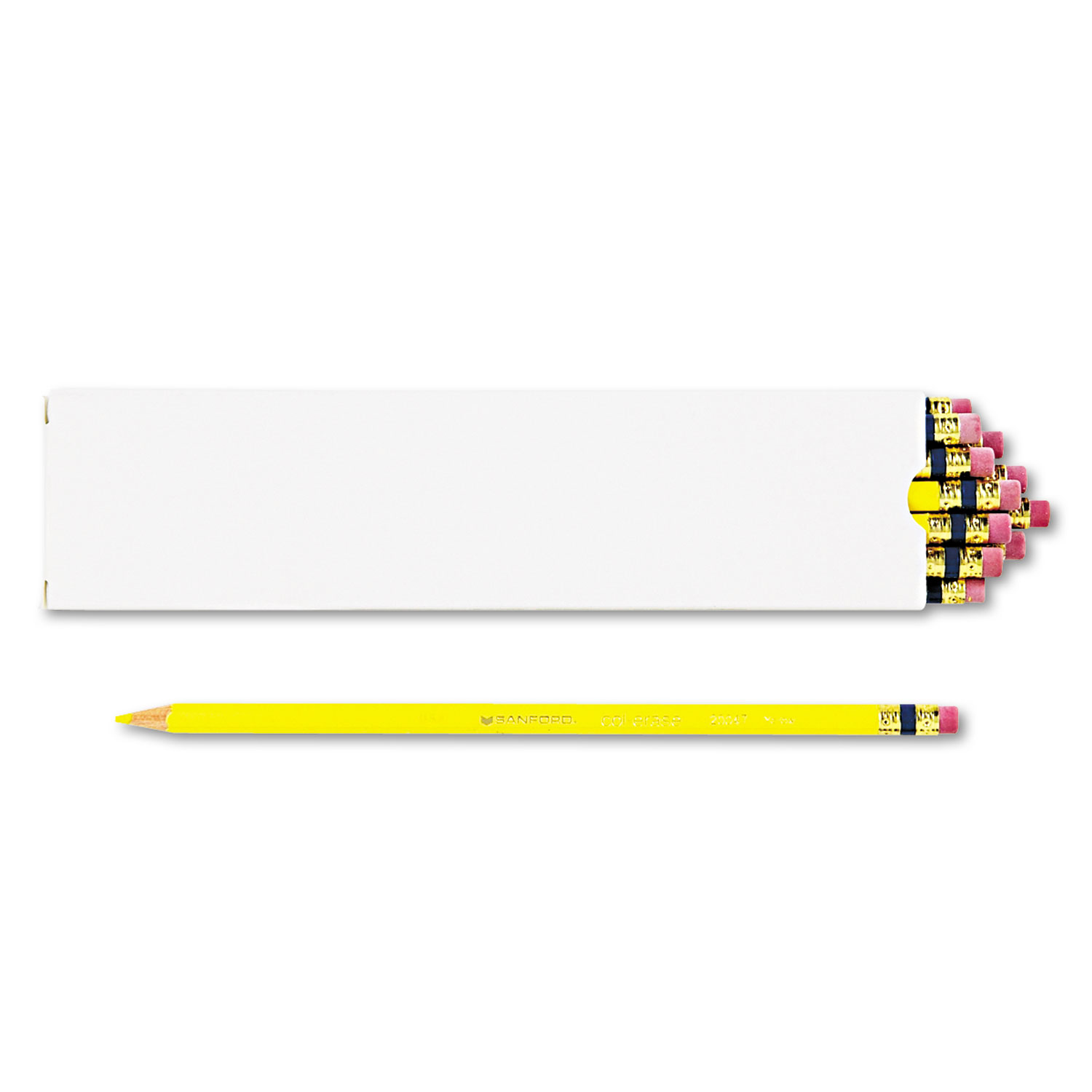  Prismacolor 20047 Col-Erase Pencil with Eraser, 0.7 mm, 2B (#1), Yellow Lead, Yellow Barrel, Dozen (SAN20047) 